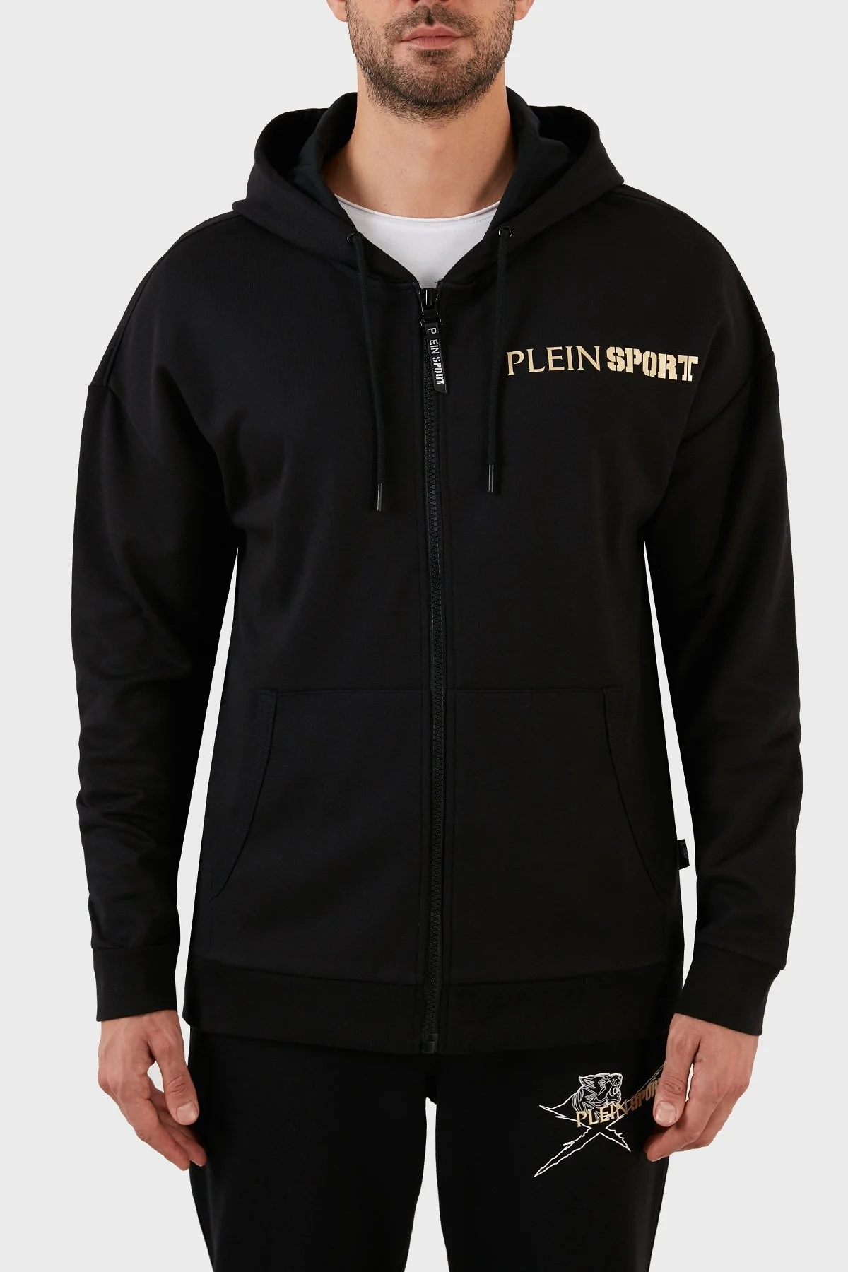 Plein Sport Pamuklu Regular Fit Fermuarlı Kapüşonlu Erkek Sweat FIPSZ132898 SİYAH - 1