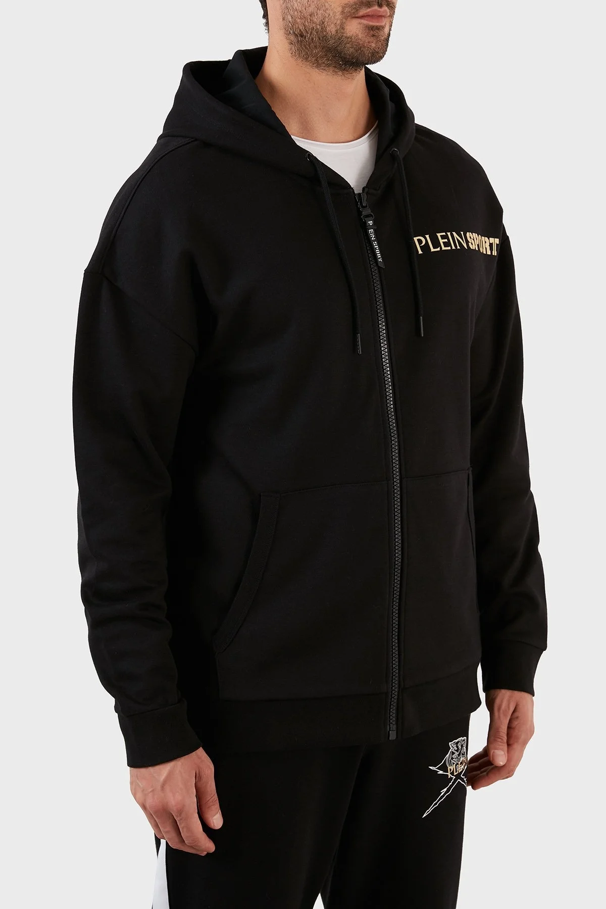 Plein Sport Pamuklu Regular Fit Fermuarlı Kapüşonlu Erkek Sweat FIPSZ132898 SİYAH - 2