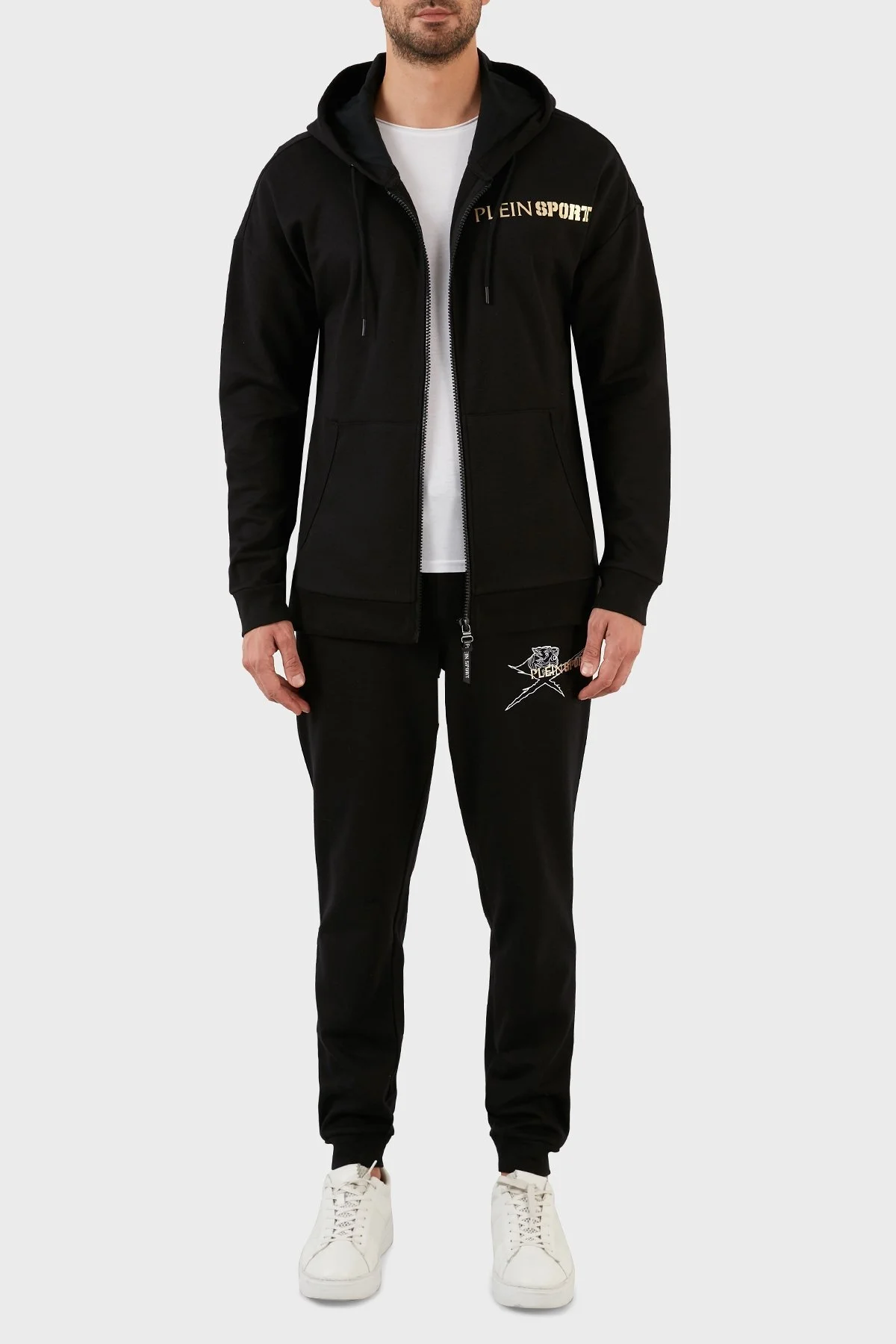 Plein Sport Pamuklu Regular Fit Fermuarlı Kapüşonlu Erkek Sweat FIPSZ132898 SİYAH - 4