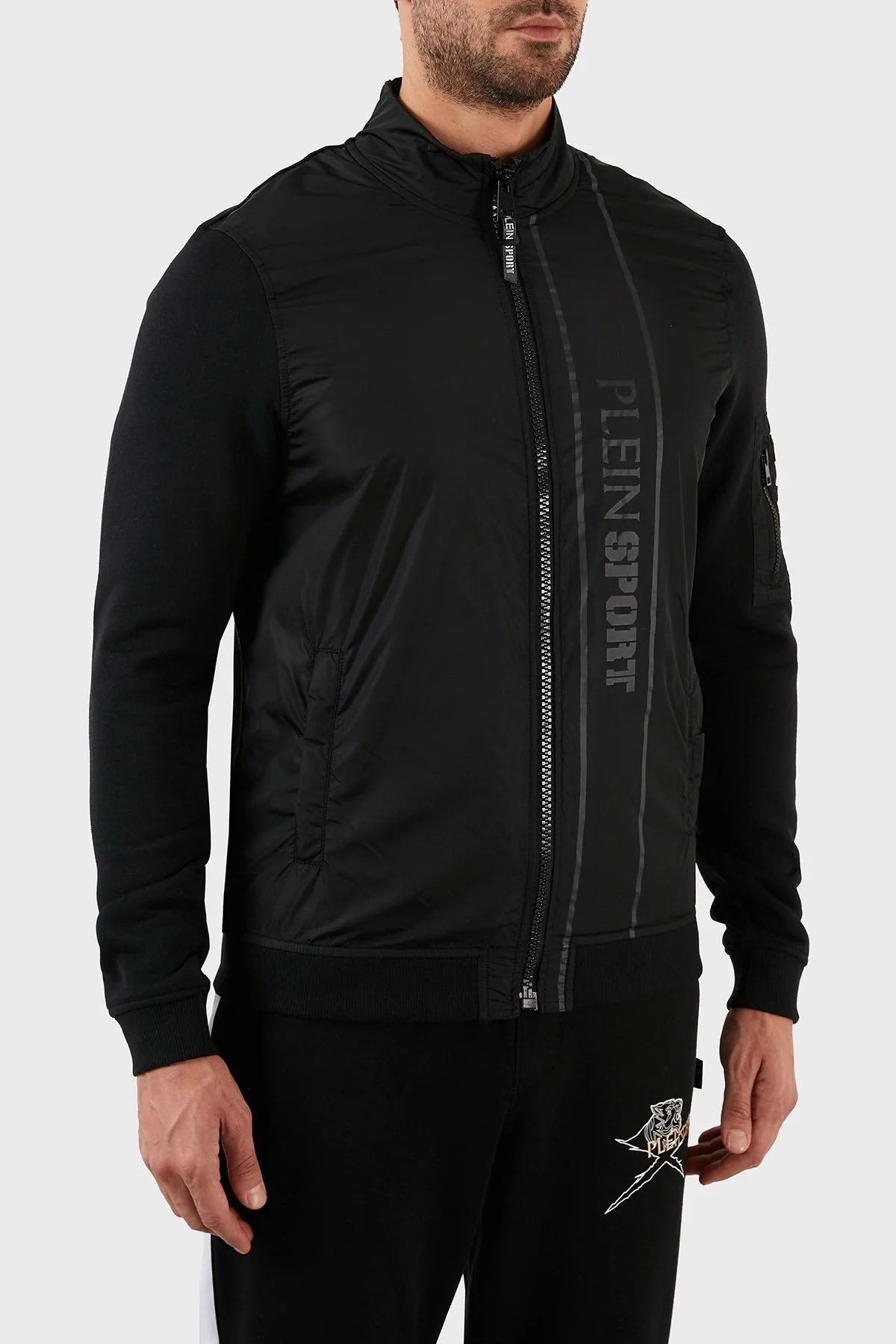 Plein Sport Regular Fit Cepli Fermuarlı Fermuarlı Erkek Sweat GIPS50699 SİYAH - 2