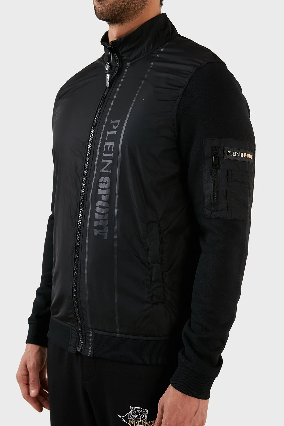 Plein Sport Regular Fit Cepli Fermuarlı Fermuarlı Erkek Sweat GIPS50699 SİYAH - 3