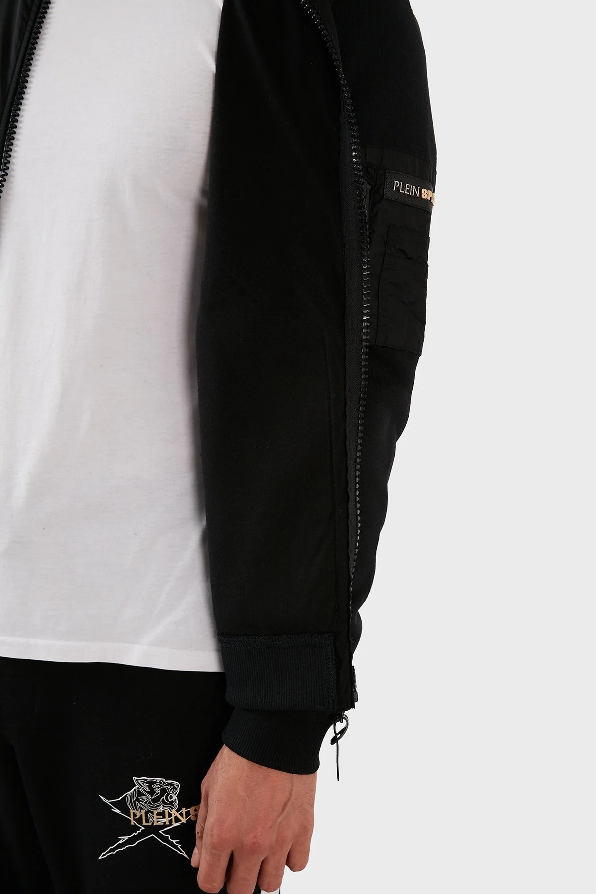 Plein Sport Regular Fit Cepli Fermuarlı Fermuarlı Erkek Sweat GIPS50699 SİYAH - 6