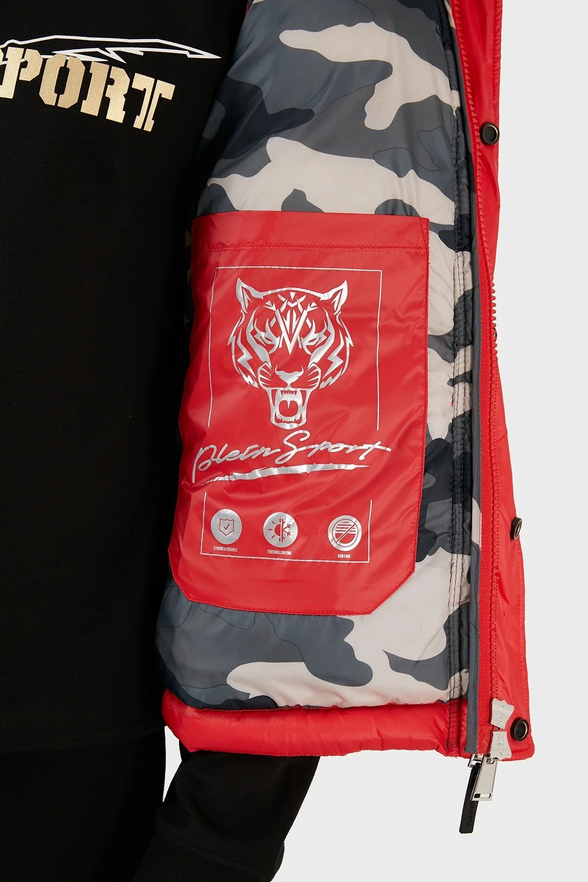 Plein Sport Regular Fit Çıkarılabilir Kapüşonlu Şişme Erkek Yelek UPPS10552 KIRMIZI - 6