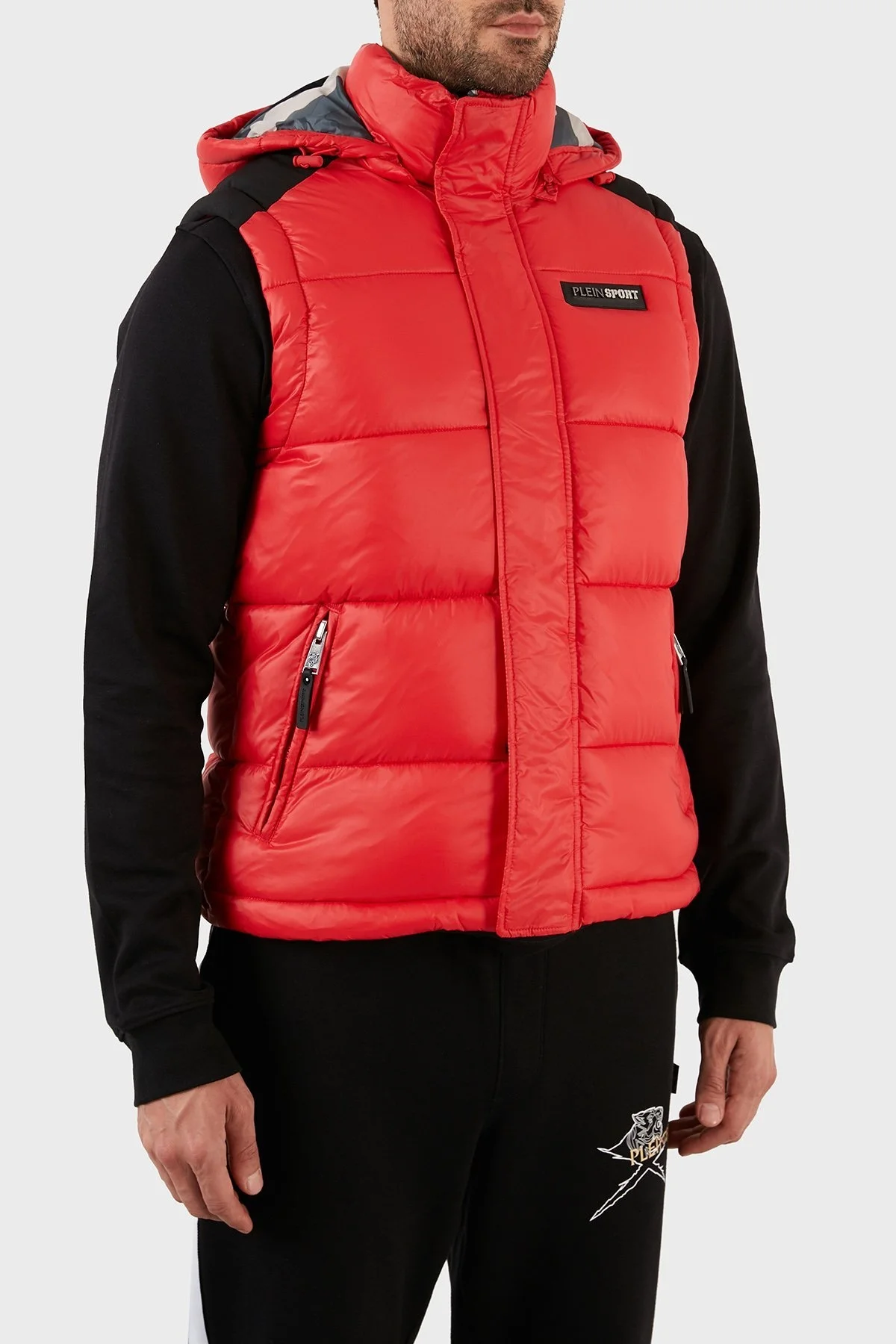 Plein Sport Regular Fit Çıkarılabilir Kapüşonlu Şişme Erkek Yelek UPPS10552 KIRMIZI - 7