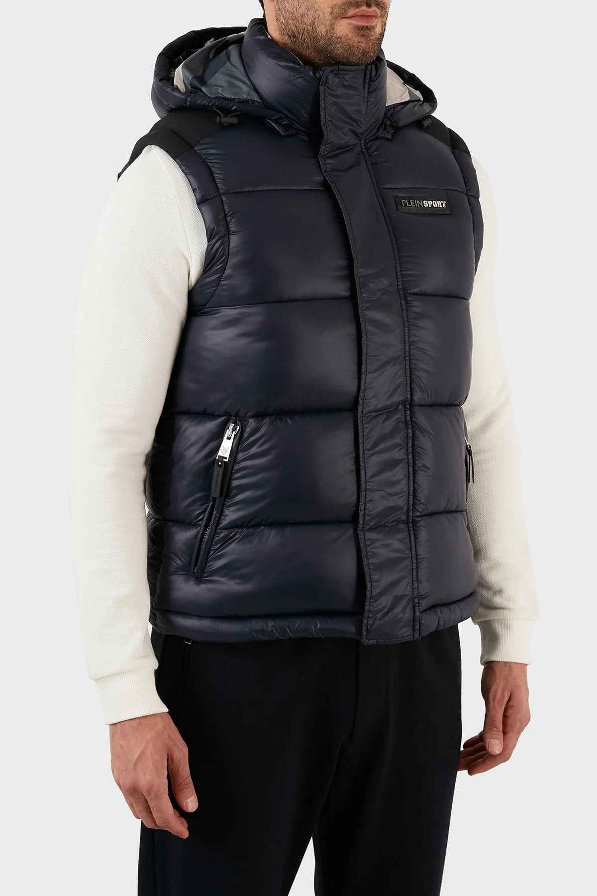 Plein Sport Regular Fit Çıkarılabilir Kapüşonlu Şişme Erkek Yelek UPPS10585 LACİVERT - 3