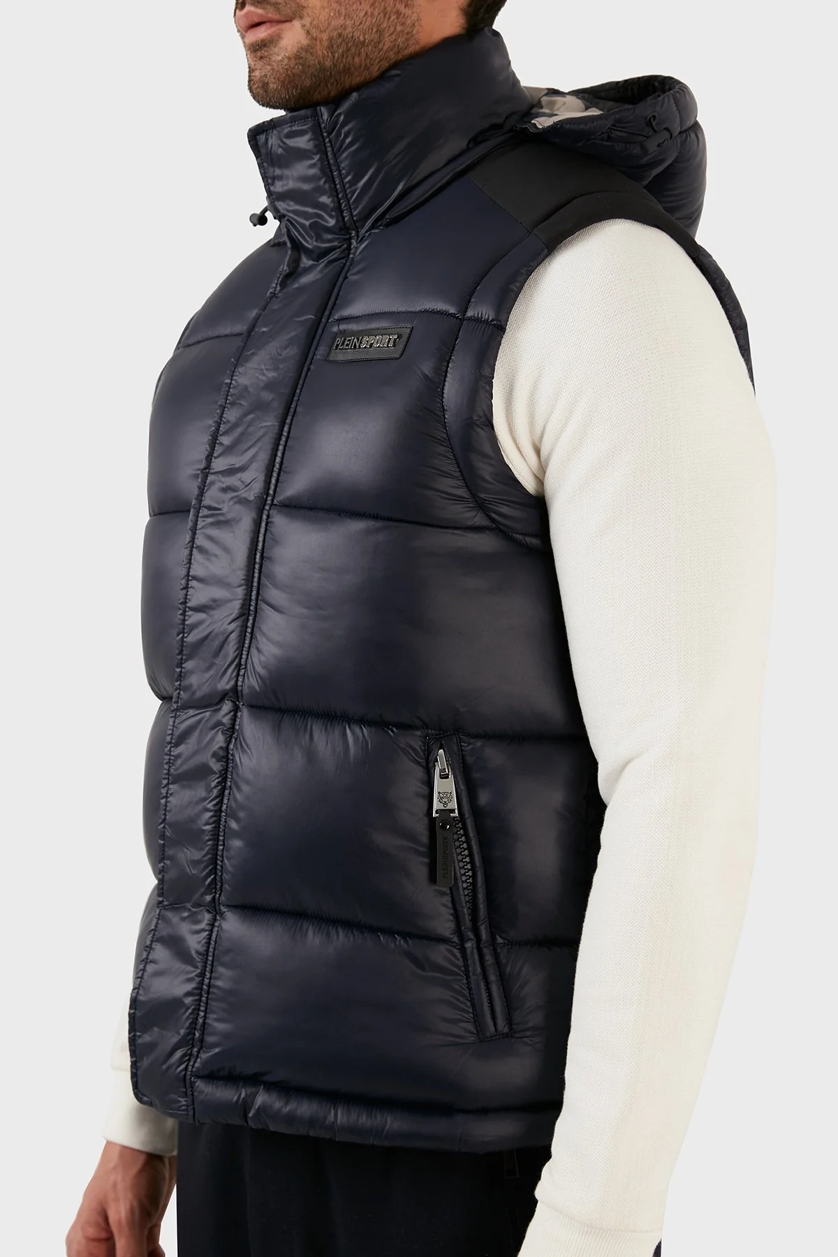 Plein Sport Regular Fit Çıkarılabilir Kapüşonlu Şişme Erkek Yelek UPPS10585 LACİVERT - 4