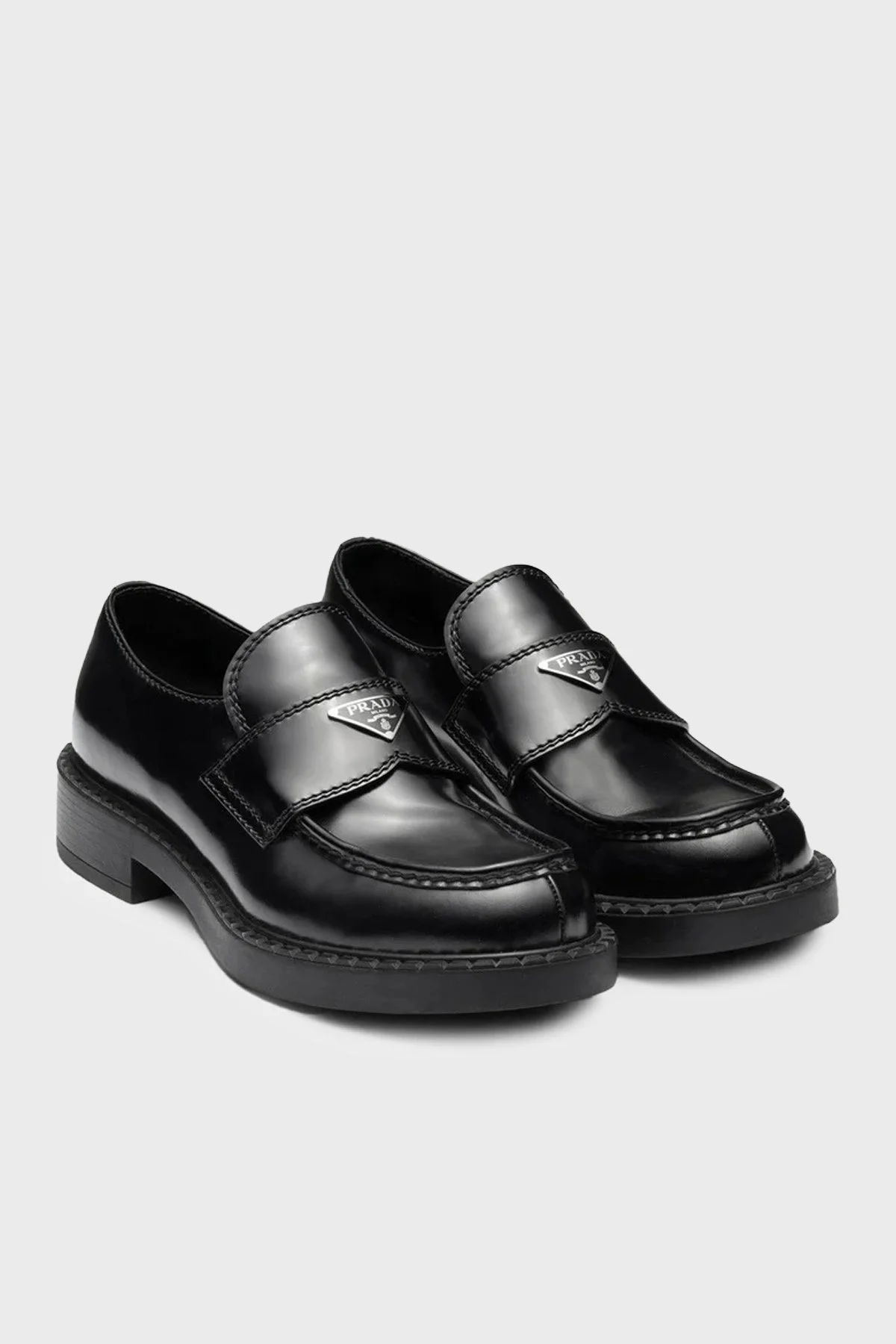 Prada % 100 Deri Logolu Makosen Erkek Ayakkabı 2DE127 055 F0002 SİYAH - 3
