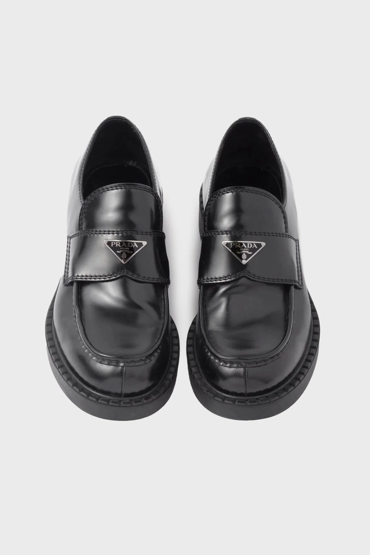Prada % 100 Deri Logolu Makosen Erkek Ayakkabı 2DE127 055 F0002 SİYAH - 4