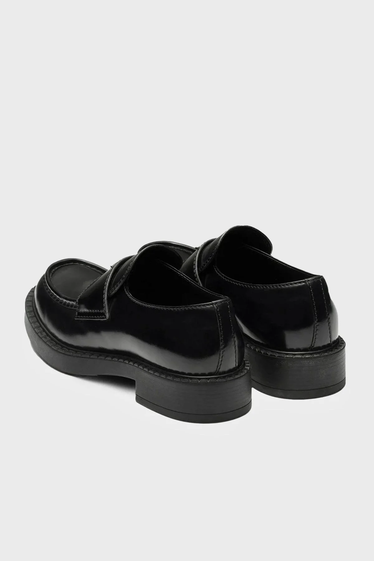 Prada % 100 Deri Logolu Makosen Erkek Ayakkabı 2DE127 055 F0002 SİYAH - 5