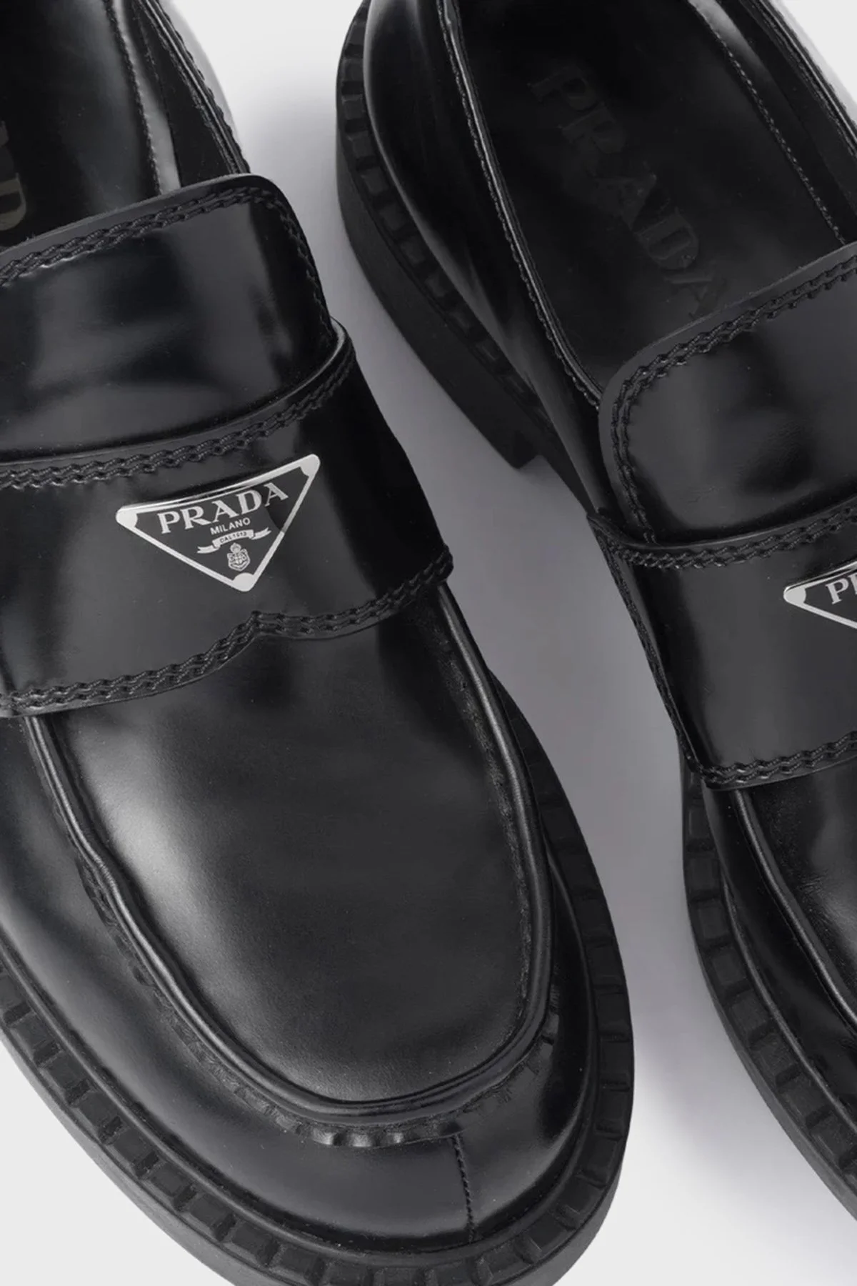 Prada % 100 Deri Logolu Makosen Erkek Ayakkabı 2DE127 055 F0002 SİYAH - 6