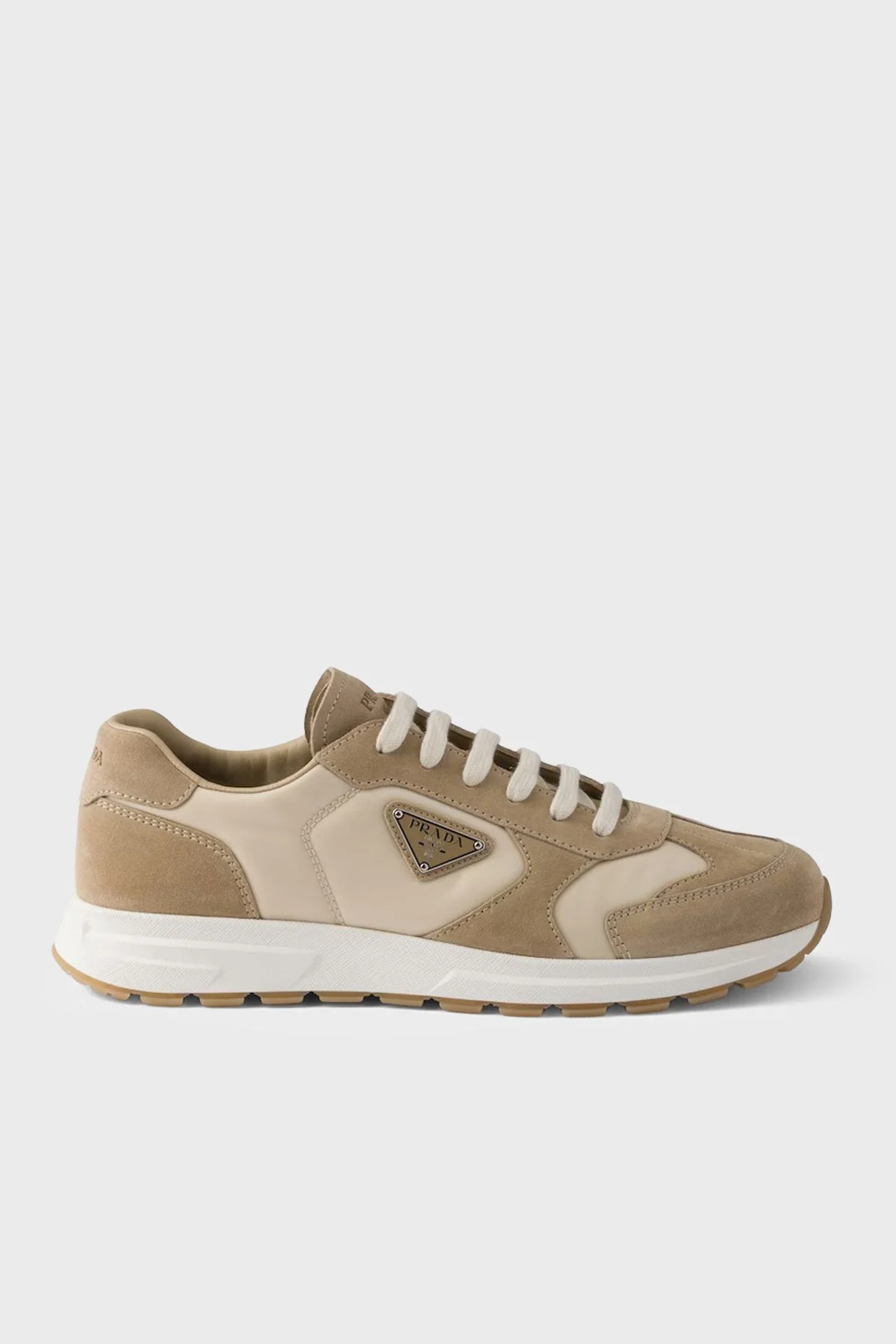 Prada % 100 Deri Logolu Sneaker Erkek Ayakkabı 2EE455 LOW F04CR BEJ - 1