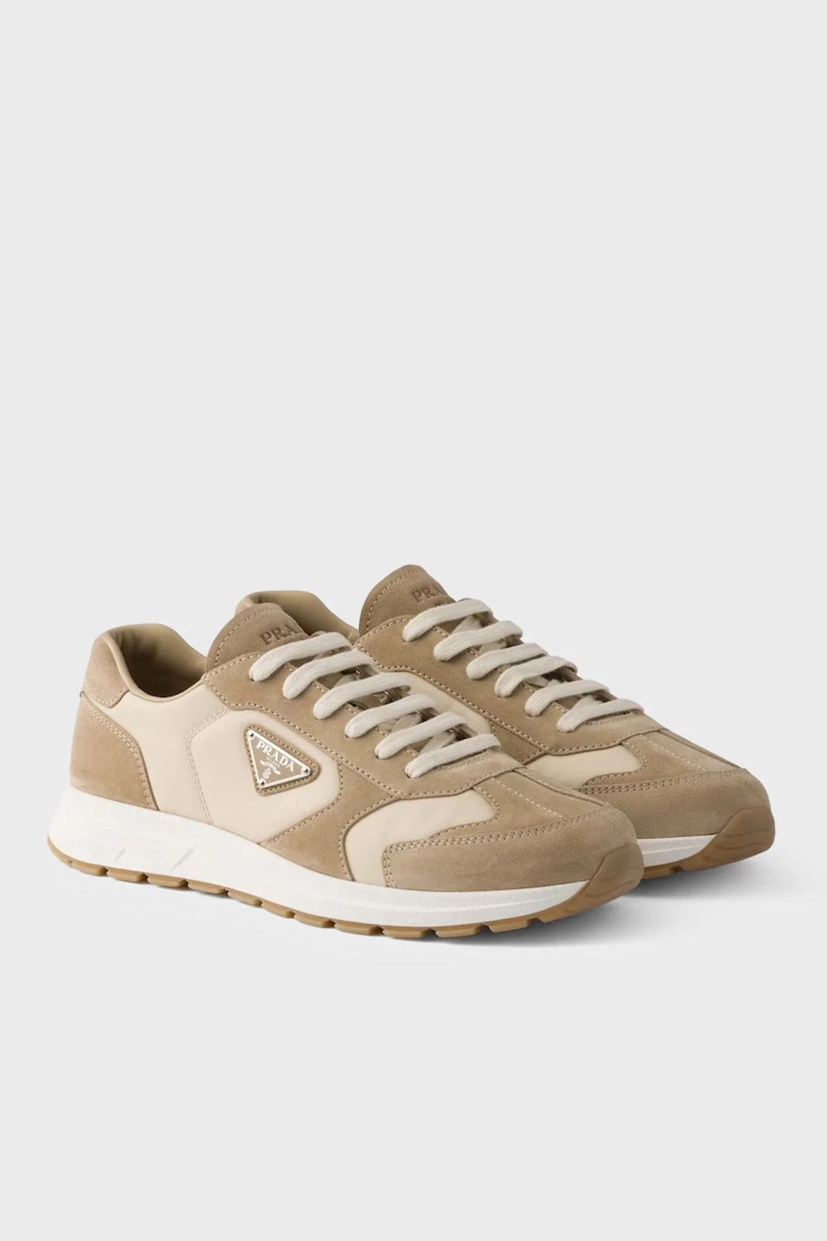 Prada % 100 Deri Logolu Sneaker Erkek Ayakkabı 2EE455 LOW F04CR BEJ - 4