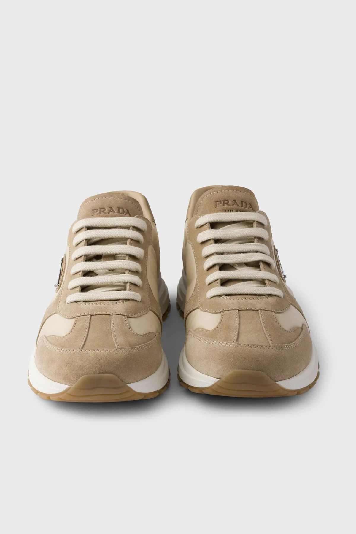Prada % 100 Deri Logolu Sneaker Erkek Ayakkabı 2EE455 LOW F04CR BEJ - 5