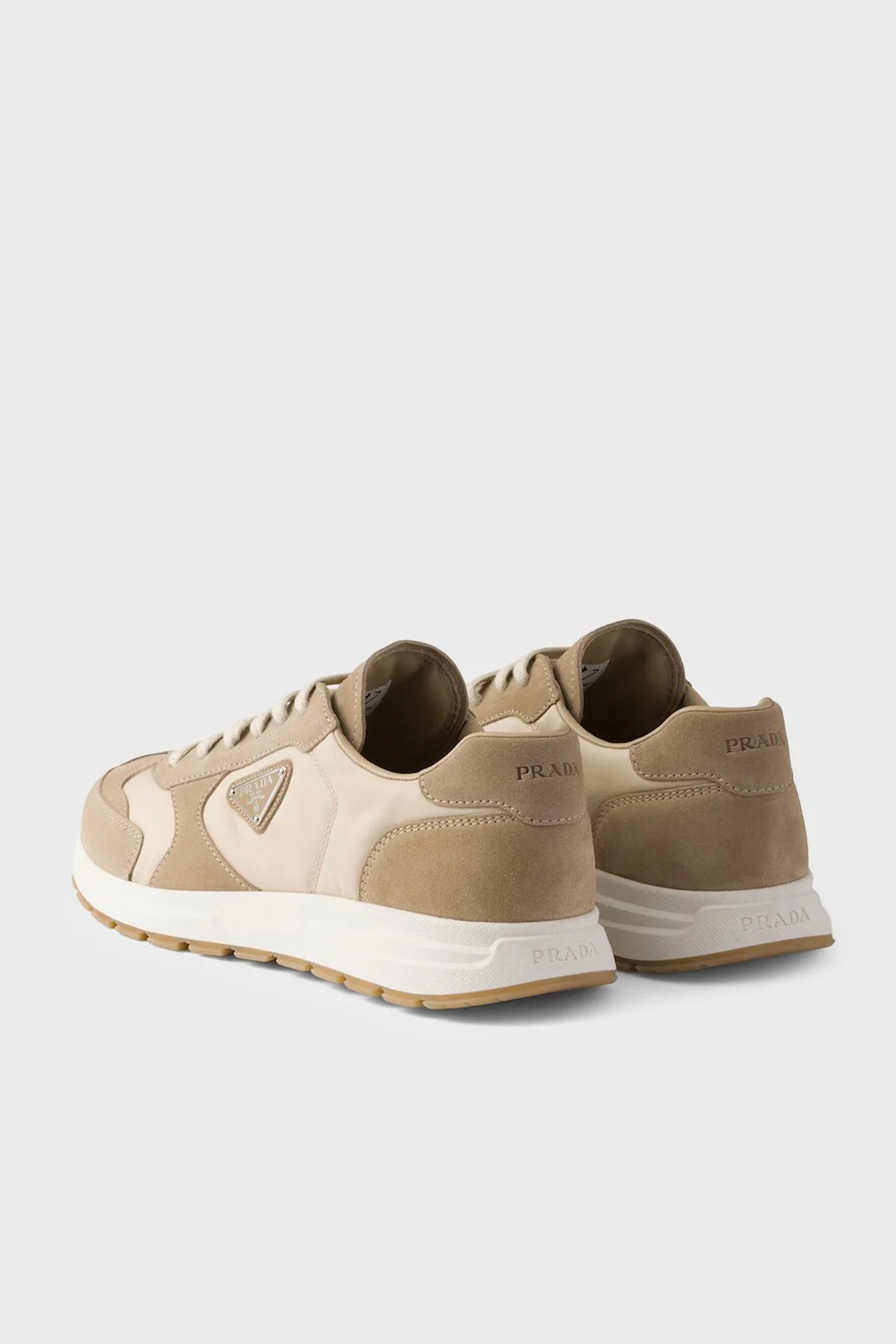 Prada % 100 Deri Logolu Sneaker Erkek Ayakkabı 2EE455 LOW F04CR BEJ - 6