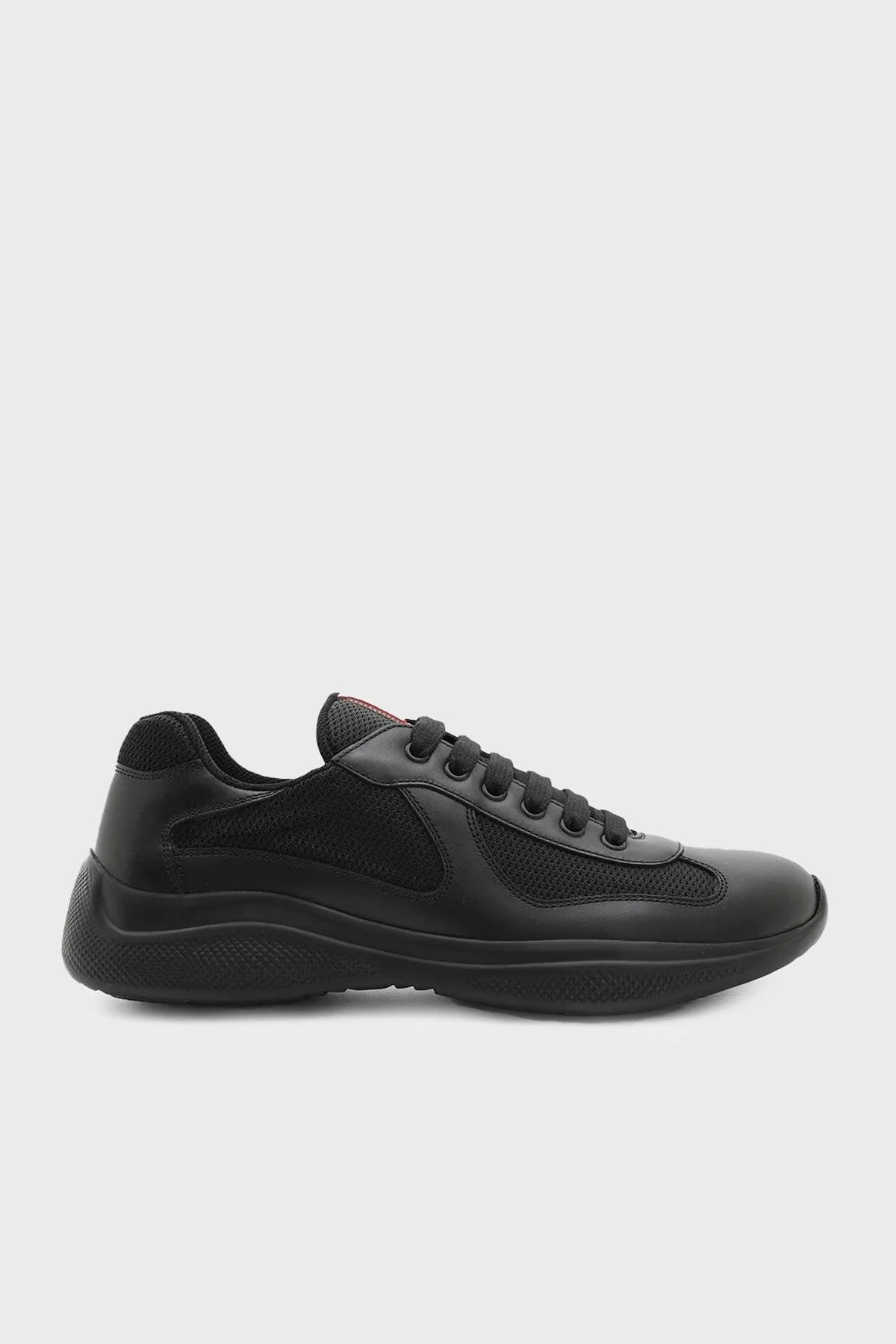 Prada % 100 Deri Logolu Sneaker Erkek Ayakkabı 4E3400 6GW F0002 SİYAH - 1