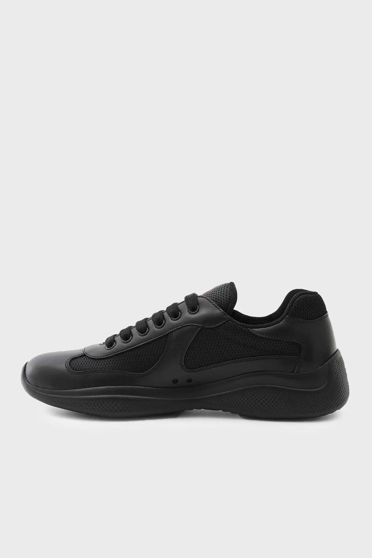 Prada % 100 Deri Logolu Sneaker Erkek Ayakkabı 4E3400 6GW F0002 SİYAH - 2