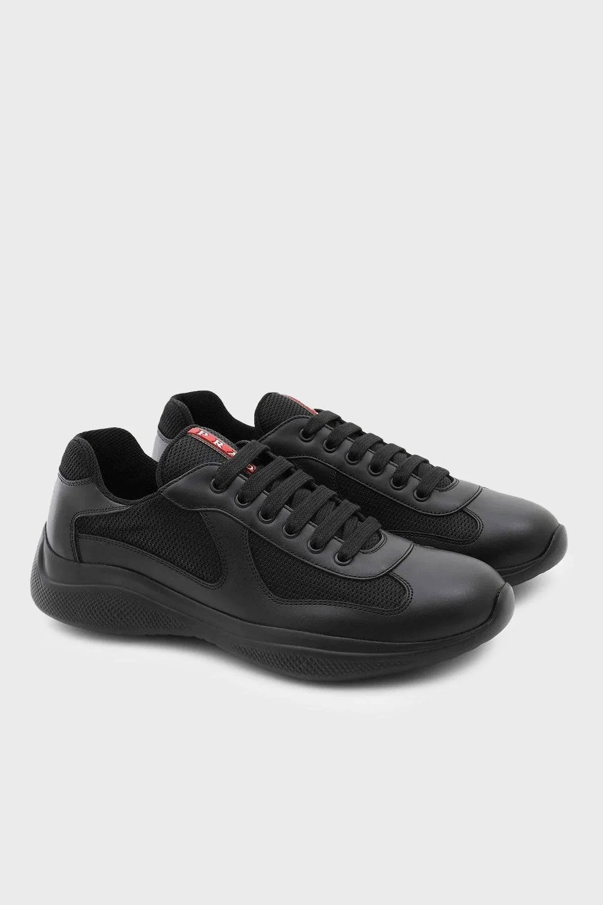 Prada % 100 Deri Logolu Sneaker Erkek Ayakkabı 4E3400 6GW F0002 SİYAH - 3