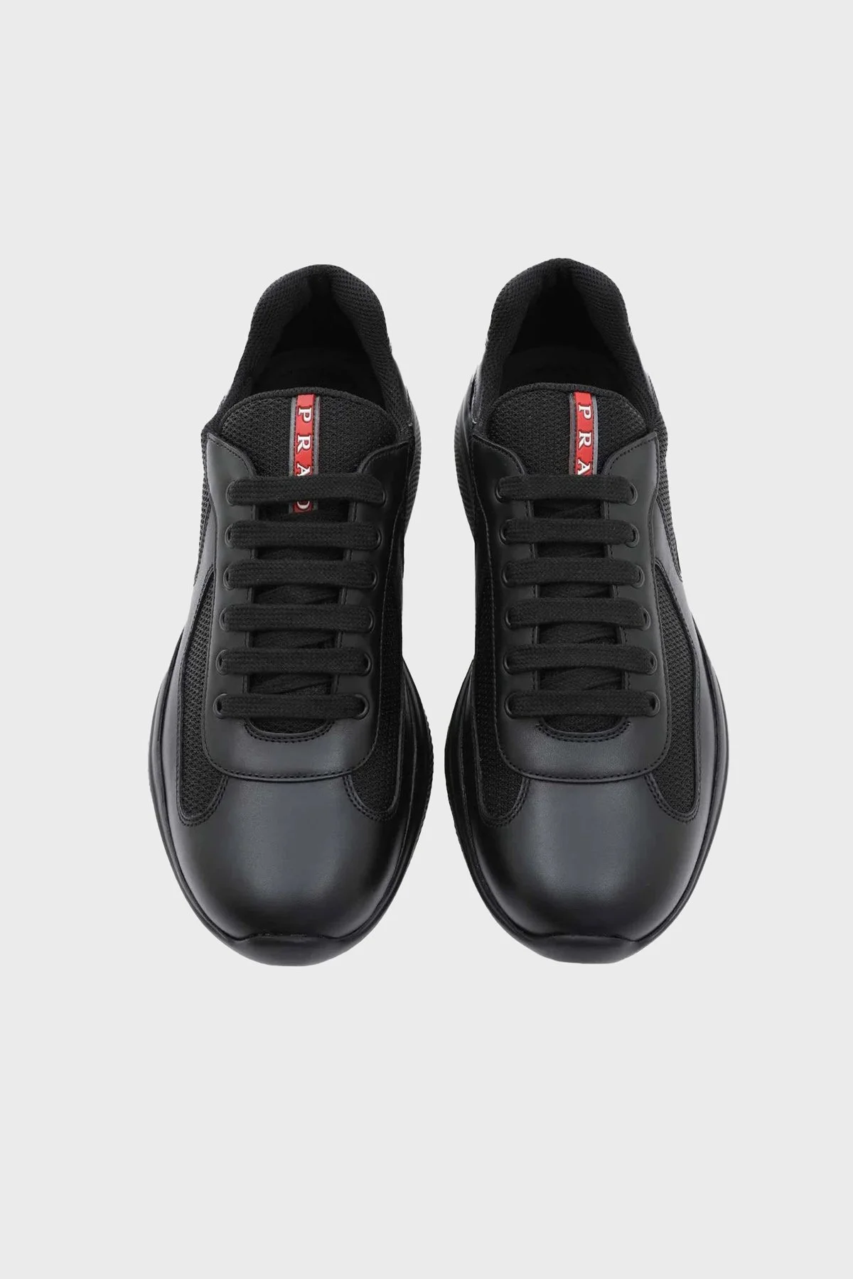 Prada % 100 Deri Logolu Sneaker Erkek Ayakkabı 4E3400 6GW F0002 SİYAH - 4