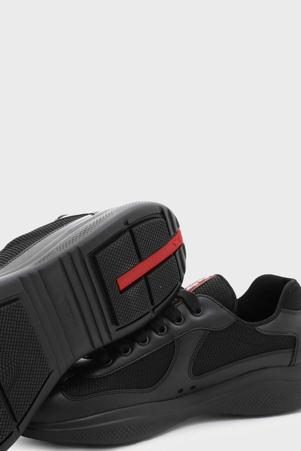 Prada % 100 Deri Logolu Sneaker Erkek Ayakkabı 4E3400 6GW F0002 SİYAH - 7