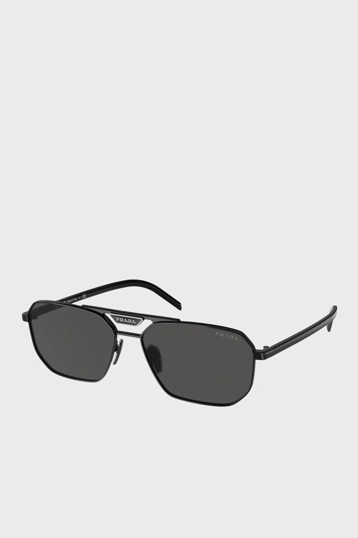 Prada Asimetrik Logolu Güneş Erkek Gözlük 0PR58YS 1AB5S0 57 Siyah - 3