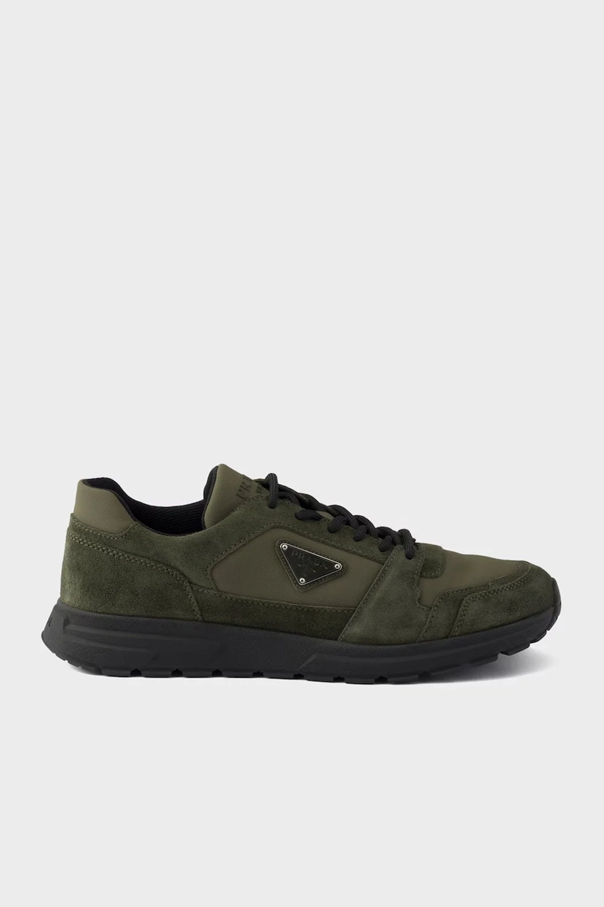 Prada Logolu Süet Detaylı Sneaker Erkek Ayakkabı 2EE4793ANK F0334 Haki-kahve - 1