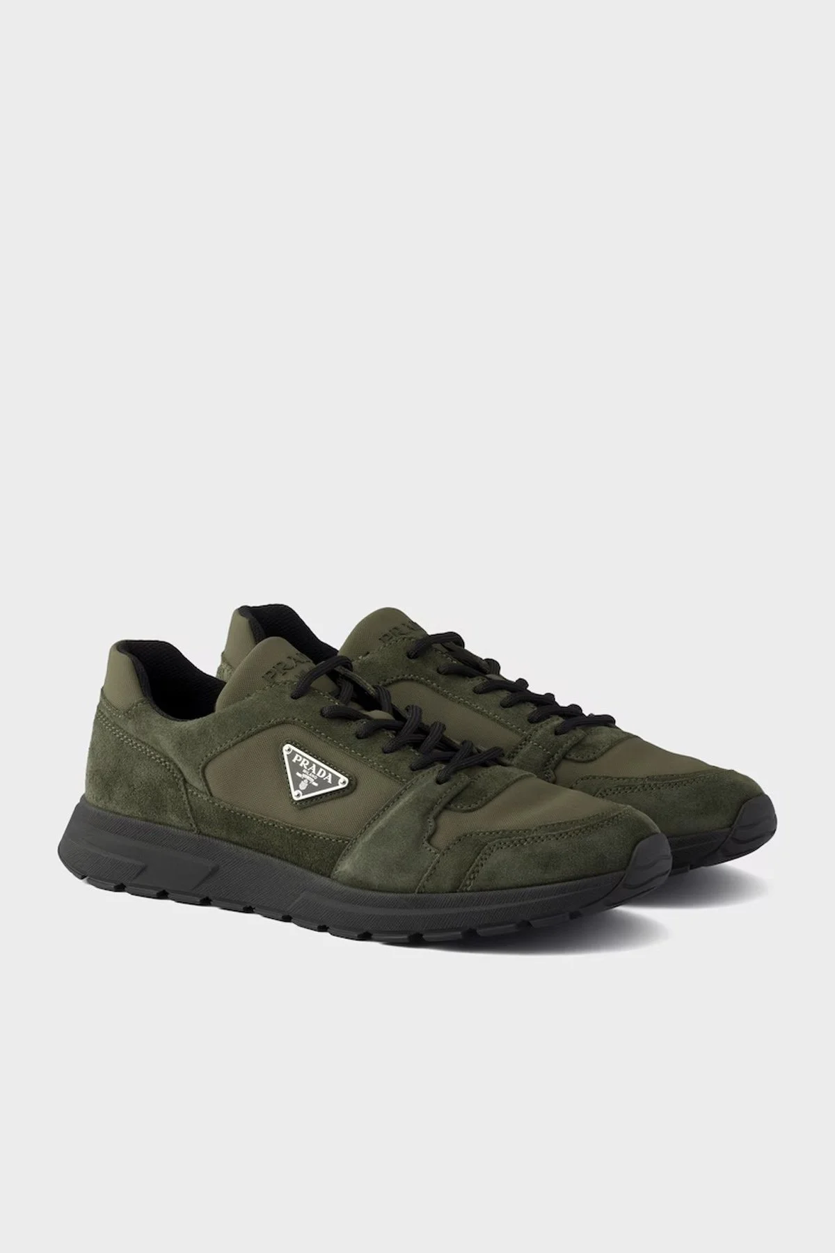Prada Logolu Süet Detaylı Sneaker Erkek Ayakkabı 2EE4793ANK F0334 Haki-kahve - 2