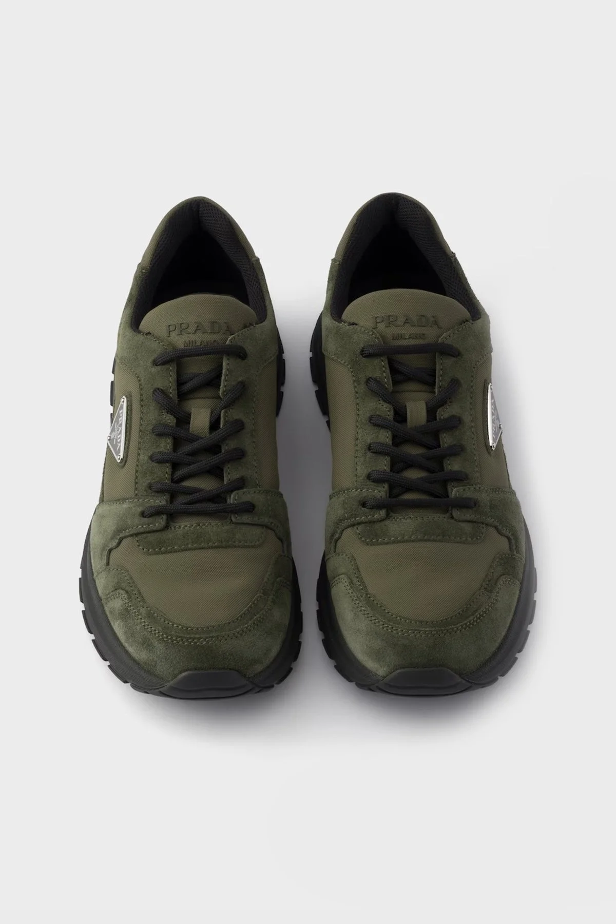 Prada Logolu Süet Detaylı Sneaker Erkek Ayakkabı 2EE4793ANK F0334 Haki-kahve - 3