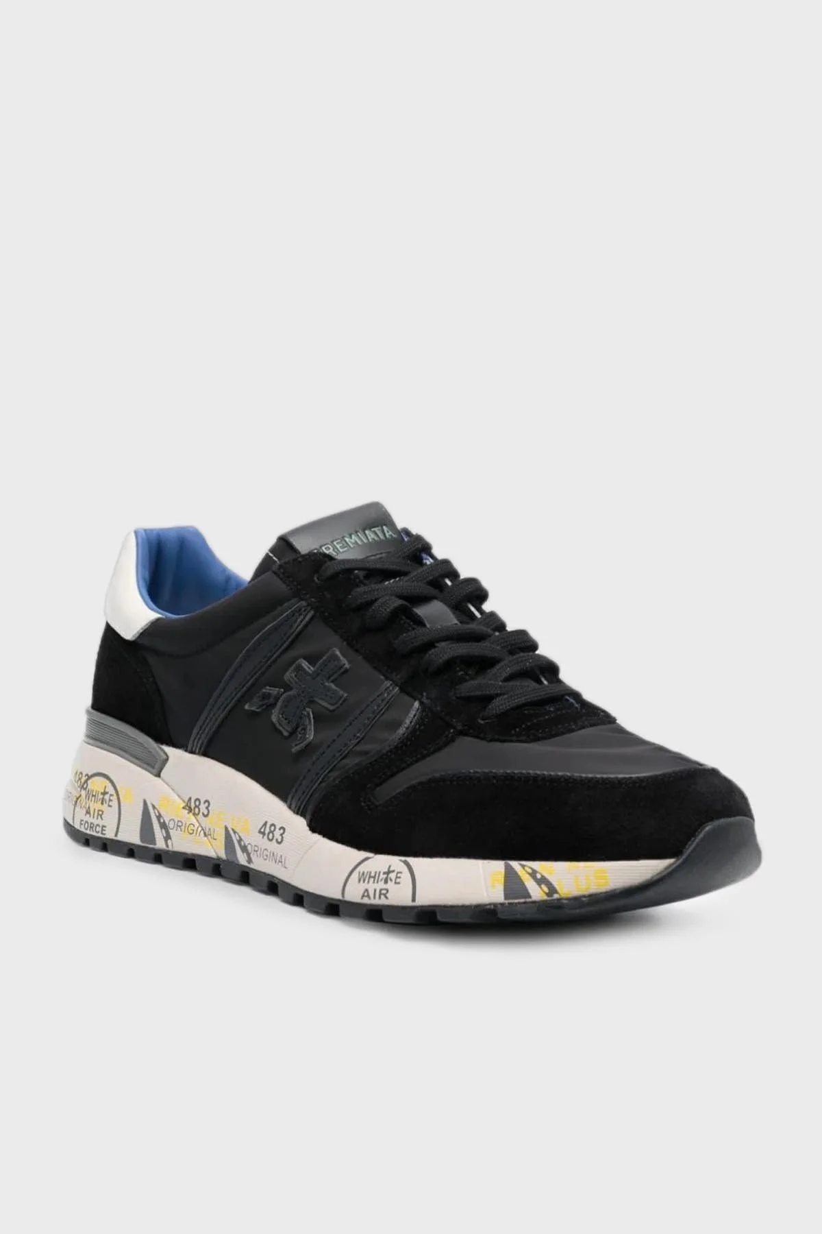 Premiata % 100 Hakiki Deri Baskılı Kalın Tabanlı Erkek Ayakkabı LANDER 6402 SİYAH - 2