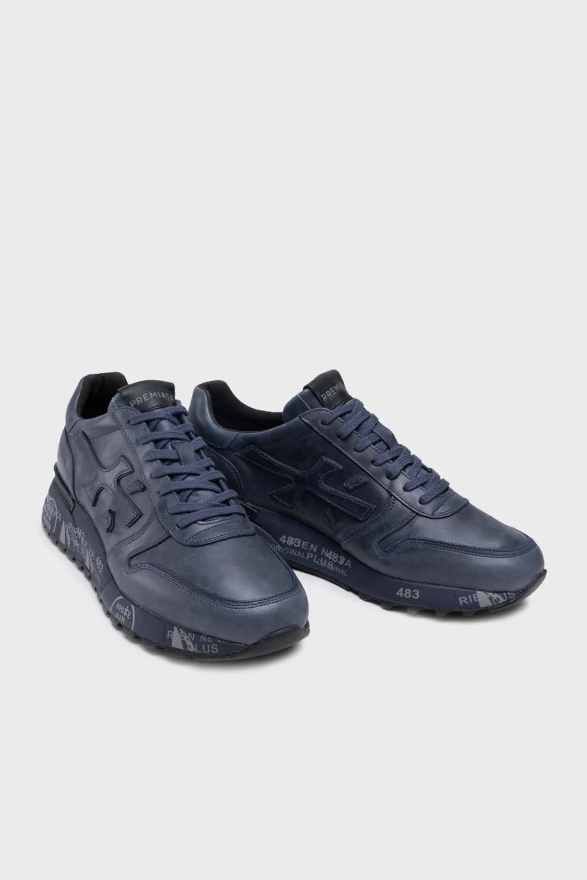 Premiata % 100 Hakiki Deri Baskılı Kalın Tabanlı Erkek Ayakkabı MICK 1807 BUZ MAVİSİ - 5