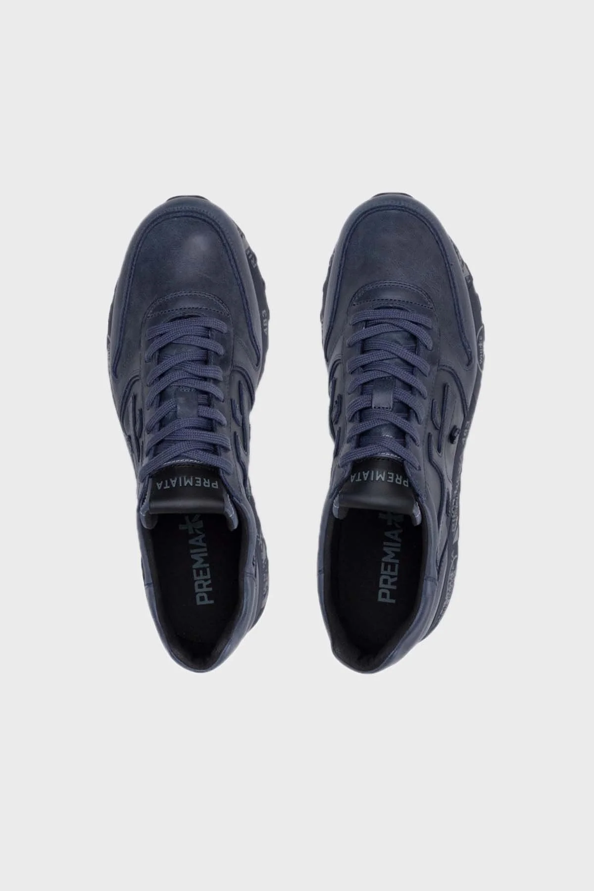 Premiata % 100 Hakiki Deri Baskılı Kalın Tabanlı Erkek Ayakkabı MICK 1807 BUZ MAVİSİ - 6