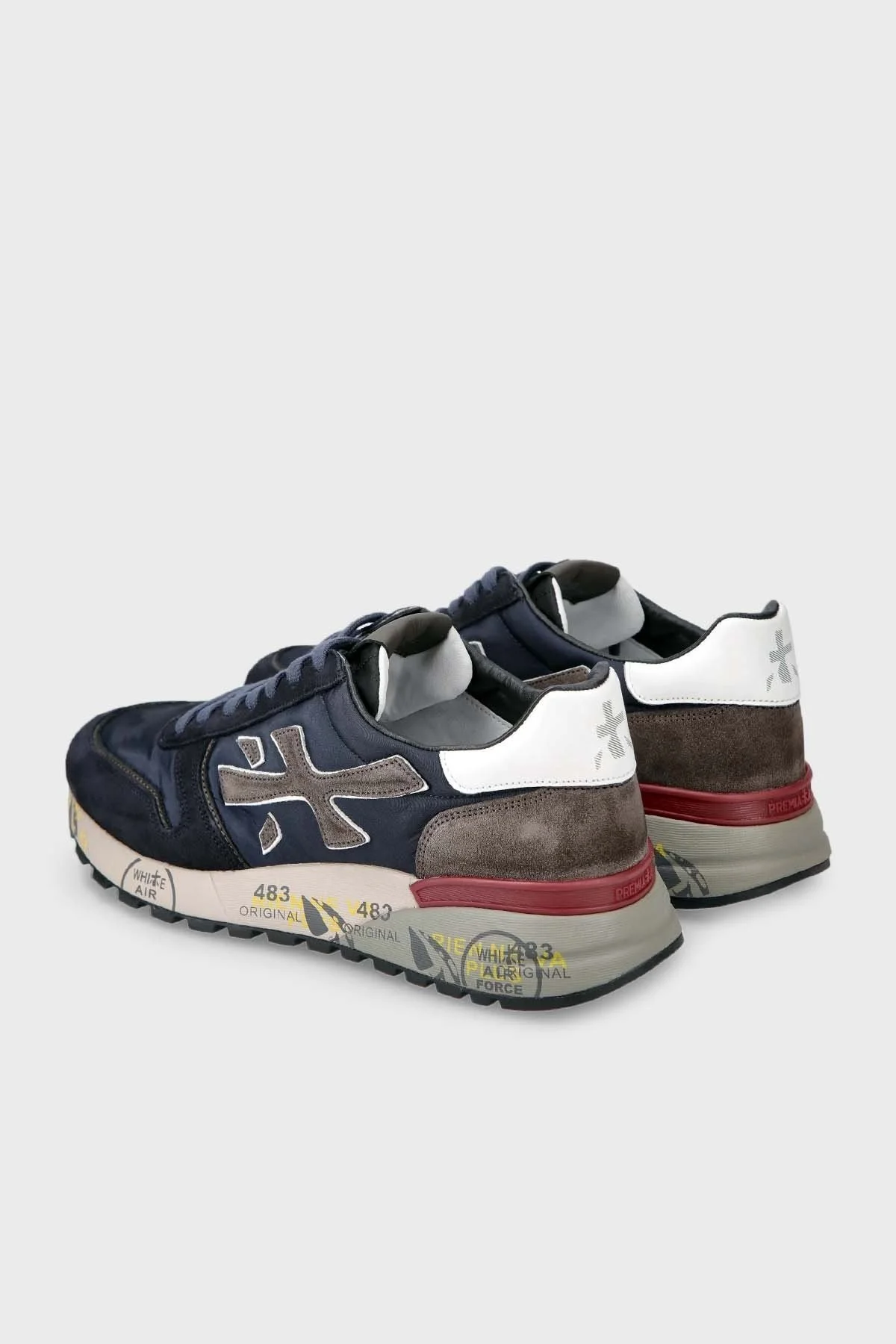 Premiata % 100 Hakiki Deri Kontrast Renk Tasarımlı Kalın Tabanlı Erkek Ayakkabı MICK 6421 KOYU LACİVERT - 10