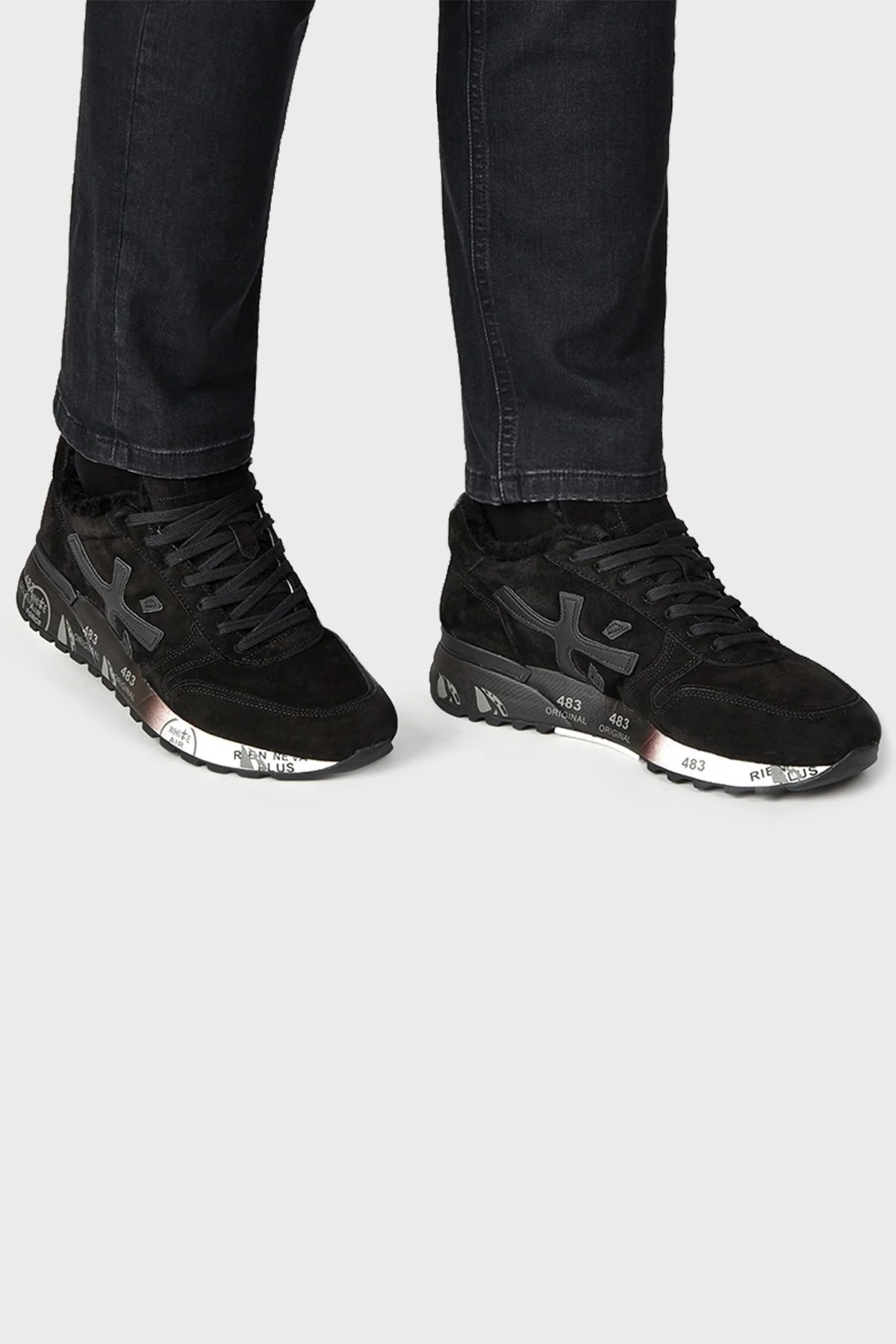 Premiata % 100 Hakiki Deri Tüylü İç Yapılı Baskılı Kalın Tabanlı Erkek Ayakkabı MICK MONTONE 4308 SİYAH - 2