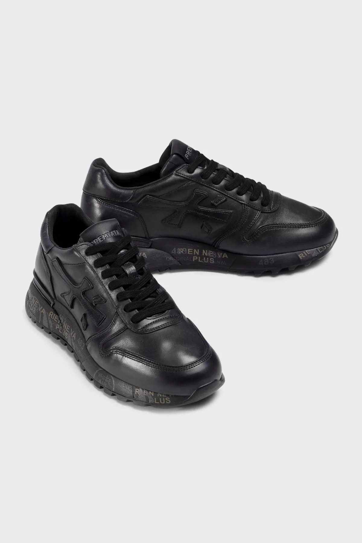 Premiata Baskılı Kalın Tabanlı Deri Sneaker Erkek Ayakkabı MICK 1453 SİYAH - 5