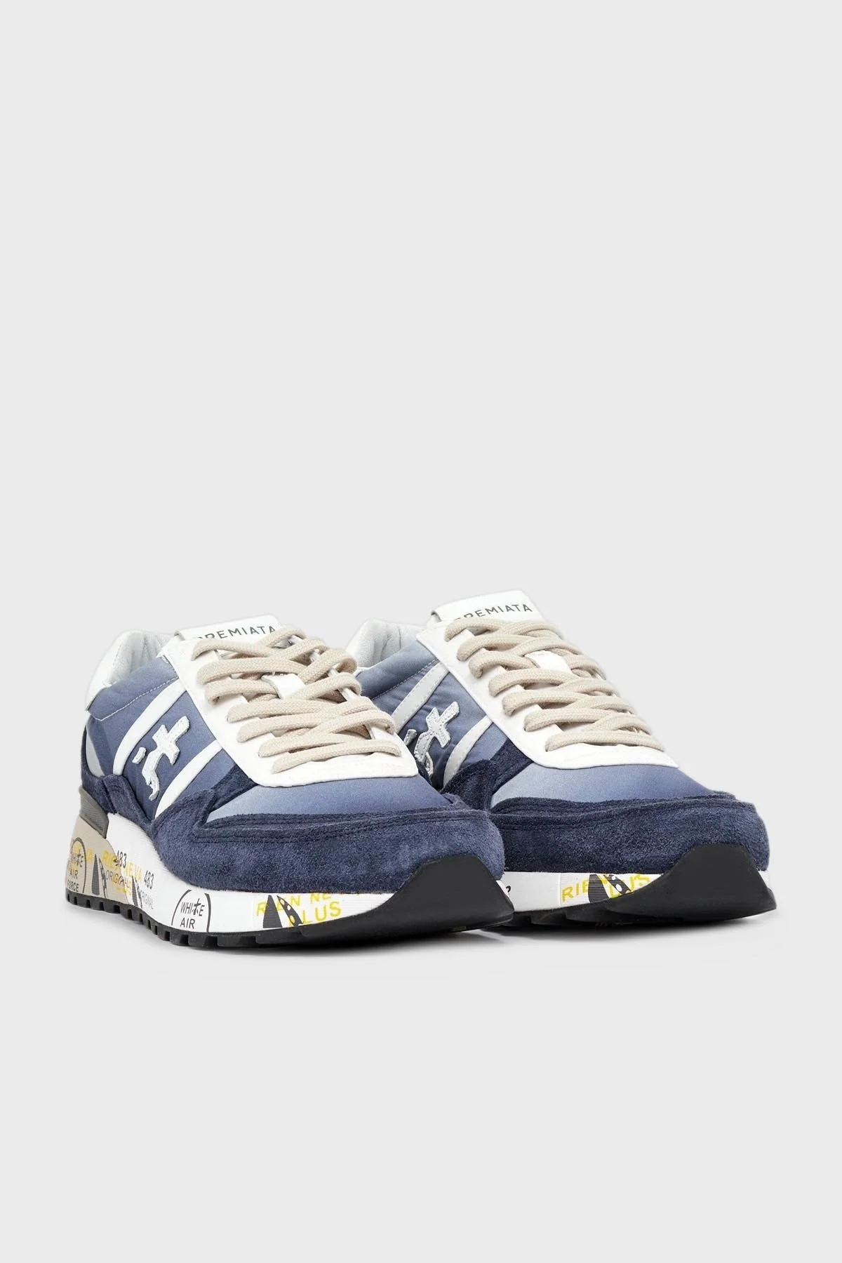 Premiata Baskılı Logolu Hakiki Deri Sneaker Erkek Ayakkabı LANDECK 6134 MAVİ - 3