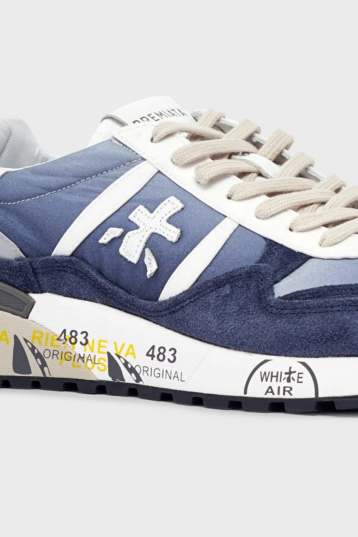 Premiata Baskılı Logolu Hakiki Deri Sneaker Erkek Ayakkabı LANDECK 6134 MAVİ - 4