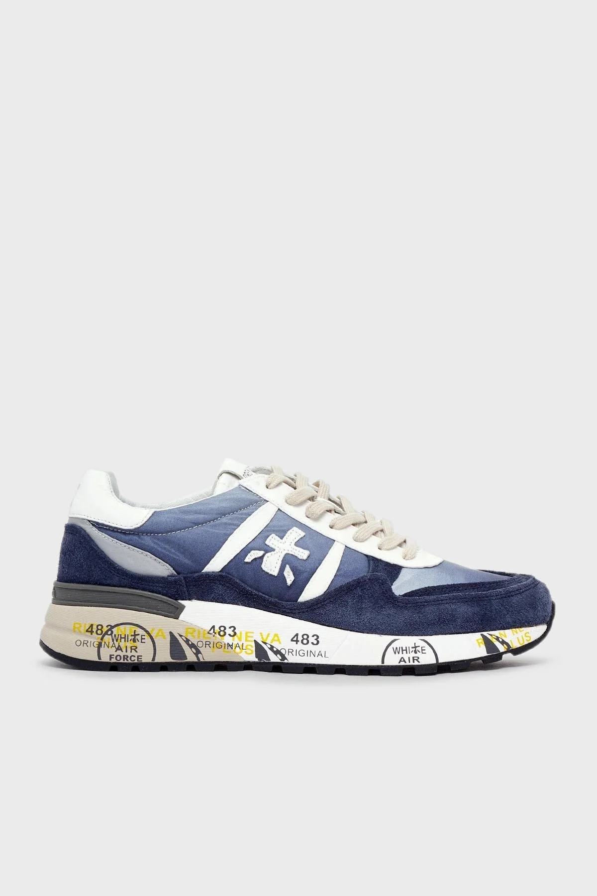 Premiata Baskılı Logolu Hakiki Deri Sneaker Erkek Ayakkabı LANDECK 6134 MAVİ - 1