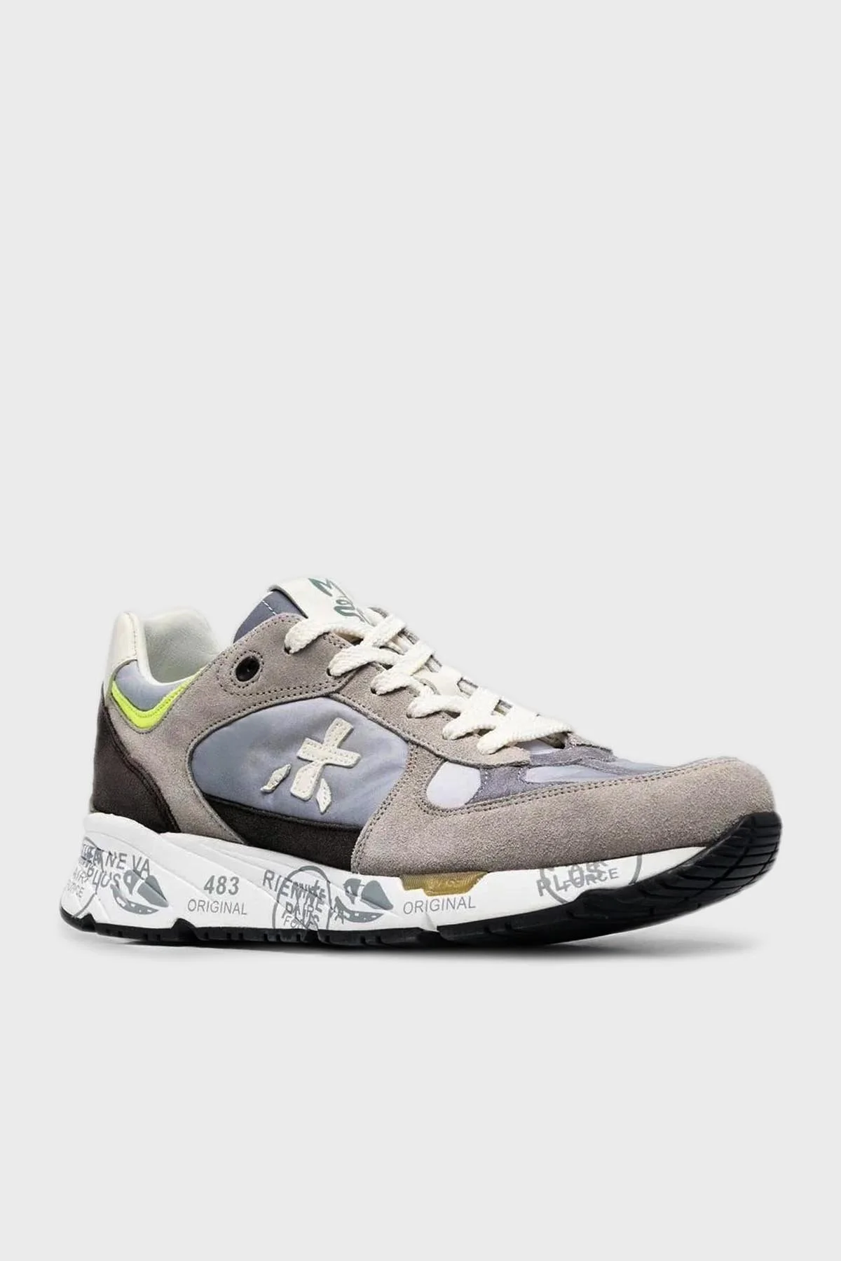 Premiata Baskılı Logolu Hakiki Deri Sneaker Erkek Ayakkabı MASE 6158 MAVİ-GRİ - 3