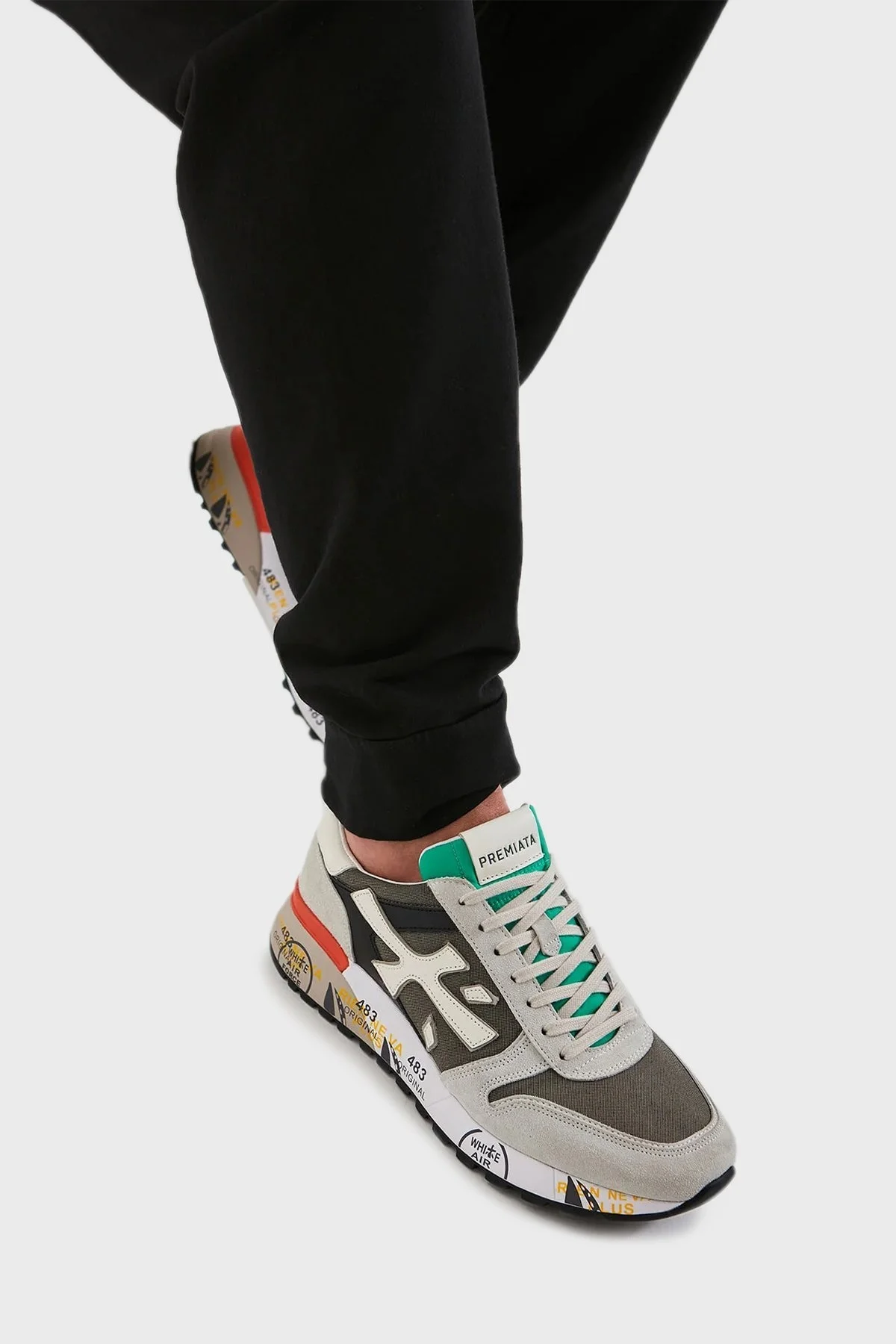 Premiata Baskılı Logolu Hakiki Deri Sneaker Erkek Ayakkabı MICK 6166 KAHVE-GRİ - 2