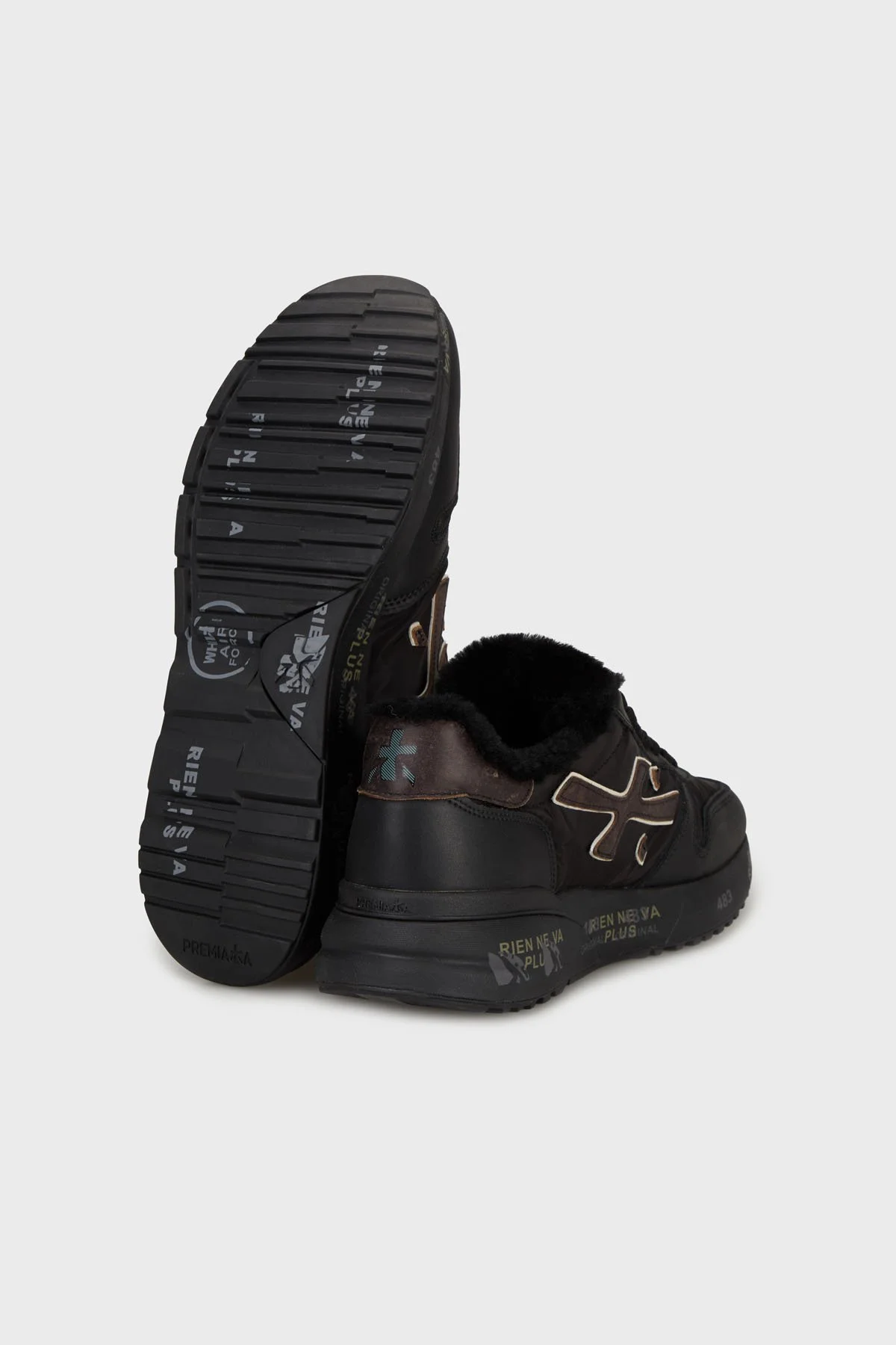 Premiata Deri Karışımlı İçi Yumuşak Tüylü Logolu Sneaker Erkek Ayakkabı MICK 6565NM SİYAH - 4