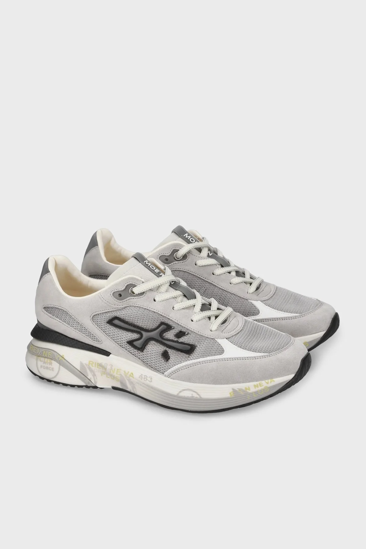 Premiata Deri Karışımlı Logolu Bağcıklı Sneaker Erkek Ayakkabı MOERUN 7304 MİNT-GRİ - 3