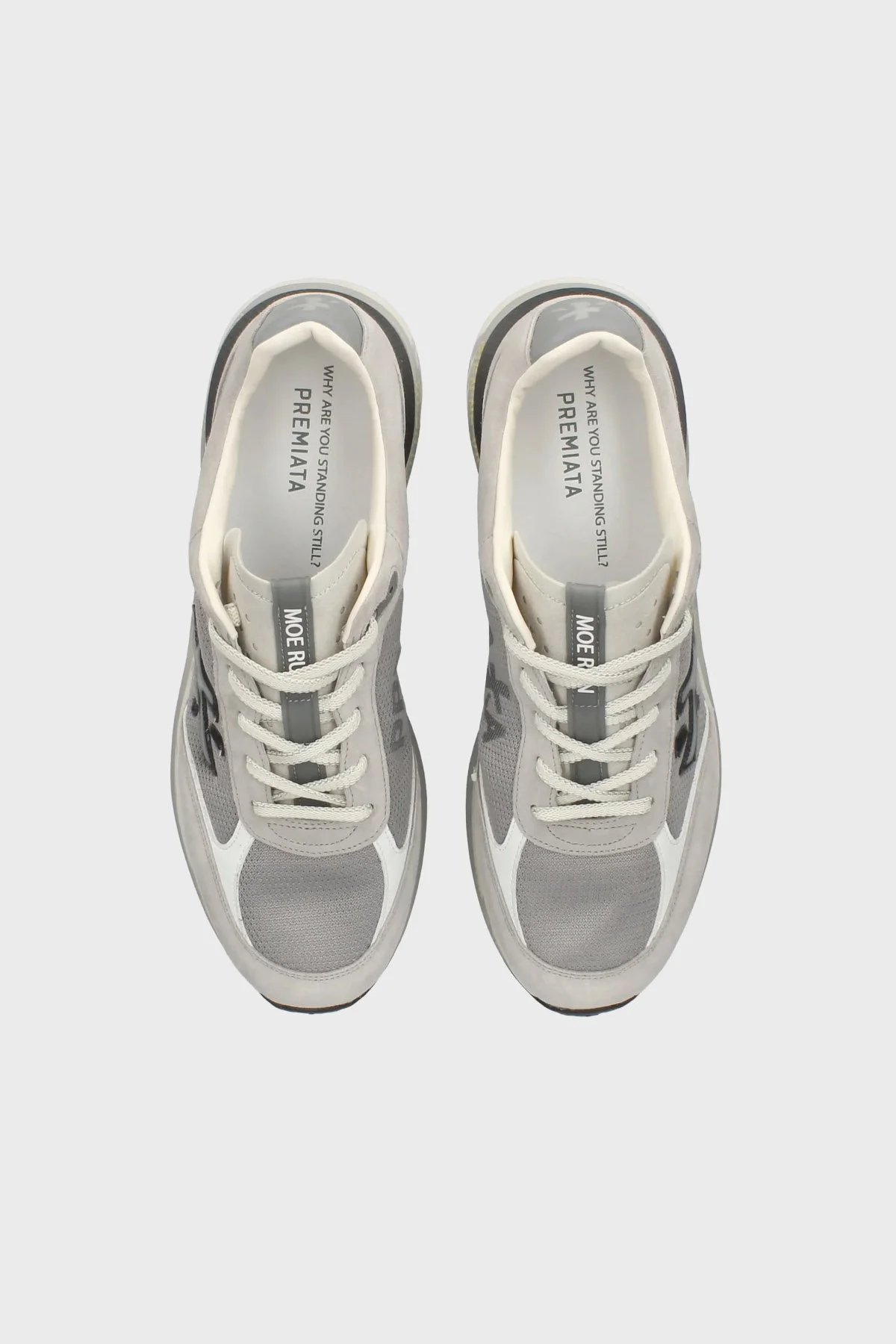 Premiata Deri Karışımlı Logolu Bağcıklı Sneaker Erkek Ayakkabı MOERUN 7304 MİNT-GRİ - 5