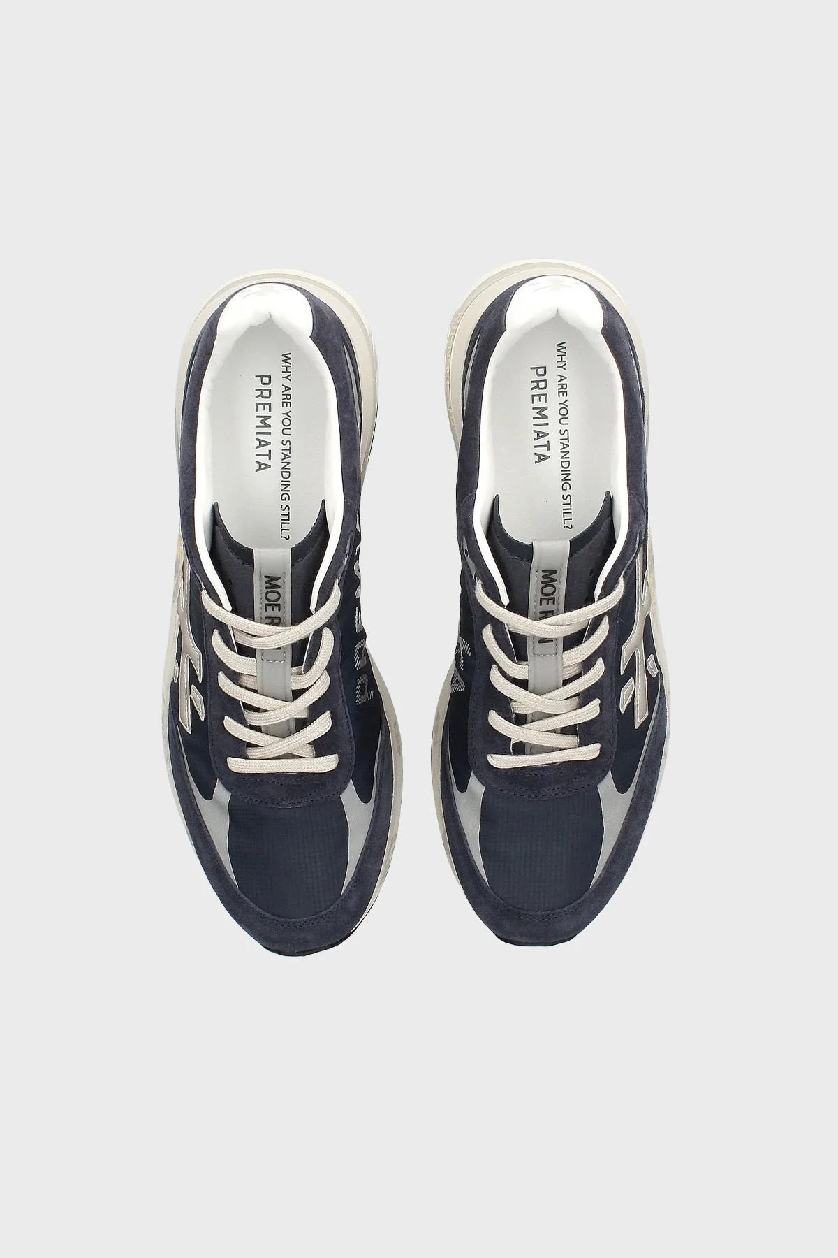 Premiata Deri Karışımlı Logolu Bağcıklı Sneaker Erkek Ayakkabı MOERUN 7306 LACİVERT - 6