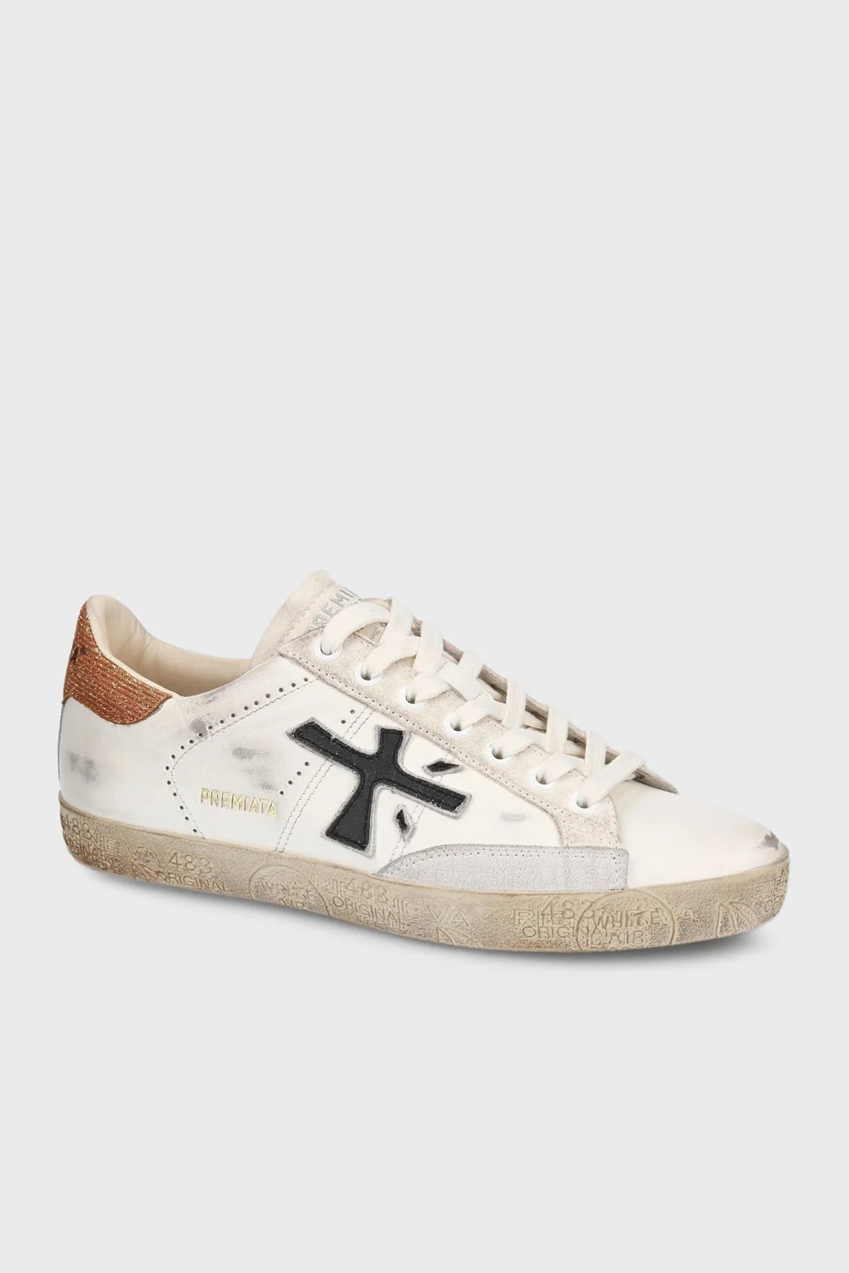 Premiata Deri Logolu Sneaker Bayan Ayakkabı STEVEND 6664 BEYAZ-GOLD - 3