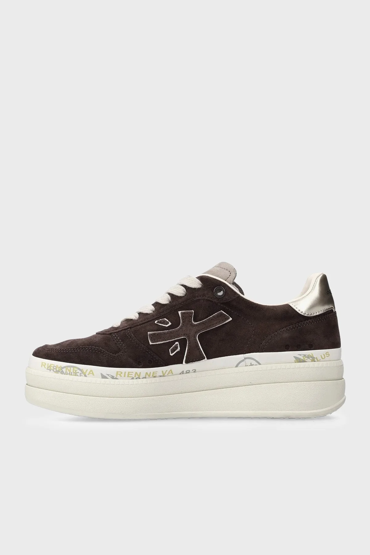 Premiata Kalın Taban Süet Sneaker Kadın Ayakkabı MICOL 7894 Kahve - 4