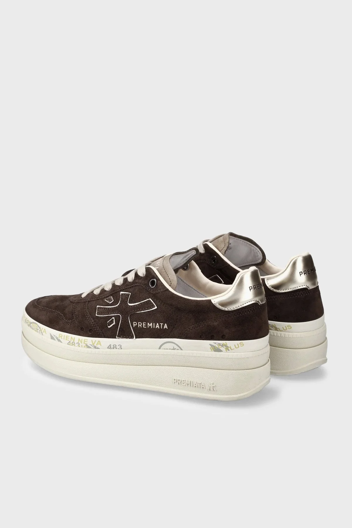 Premiata Kalın Taban Süet Sneaker Kadın Ayakkabı MICOL 7894 Kahve - 6