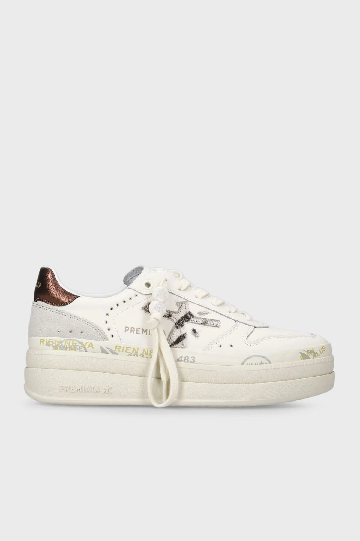 Premiata Kalın Tabanlı Deri Sneaker Bayan Ayakkabı MICOL 7035 EKRU - 1