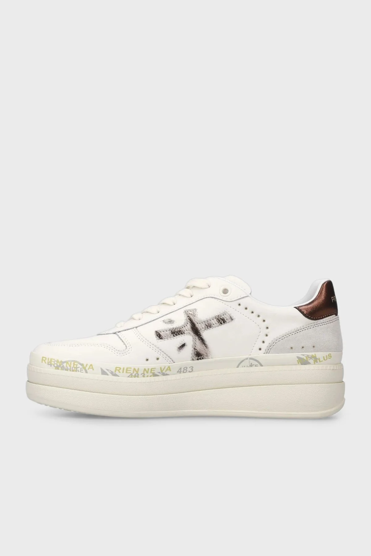 Premiata Kalın Tabanlı Deri Sneaker Bayan Ayakkabı MICOL 7035 EKRU - 2