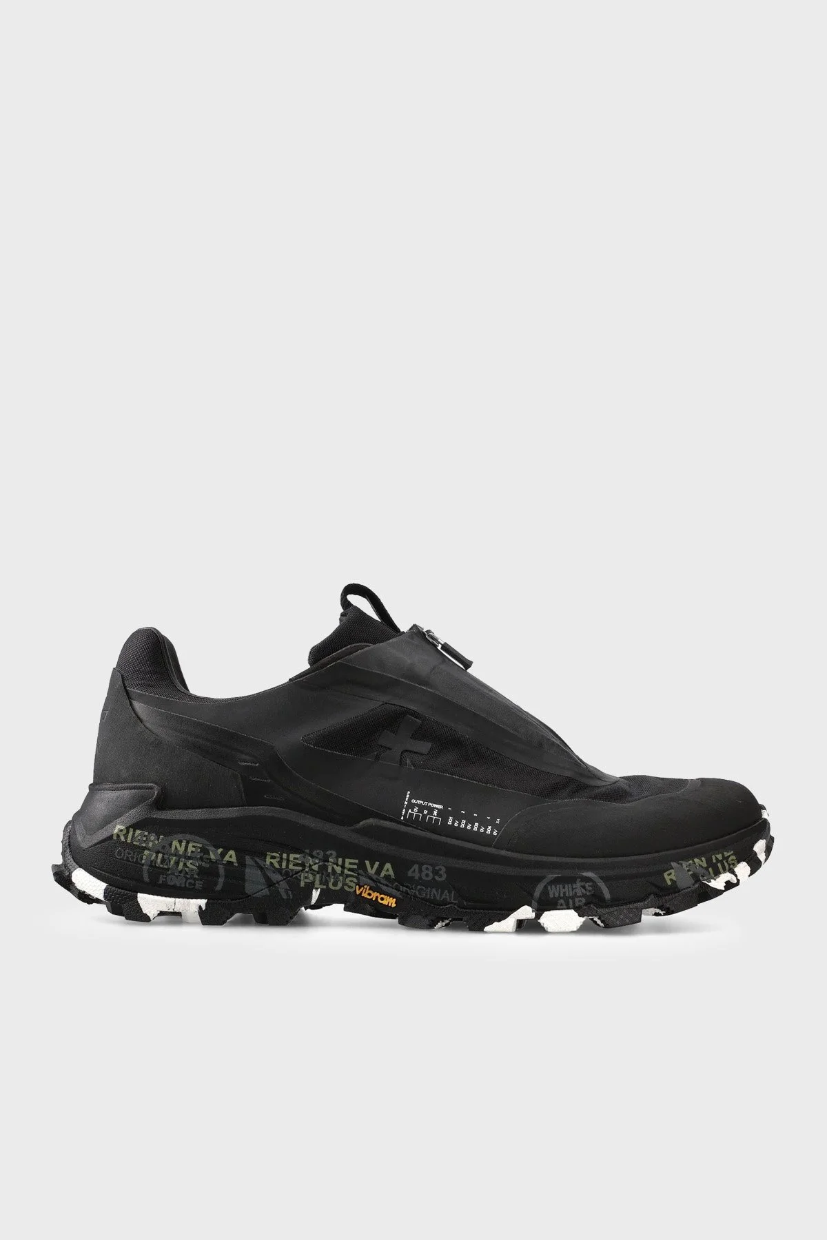 Premiata Logolu Deri Fermuarlı Sneaker Erkek Ayakkabı SCILIAR 387 Siyah - 1