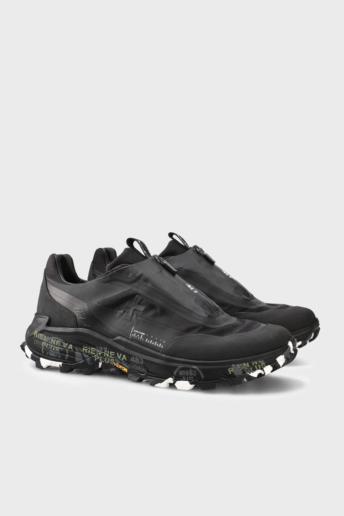 Premiata Logolu Deri Fermuarlı Sneaker Erkek Ayakkabı SCILIAR 387 Siyah - 4