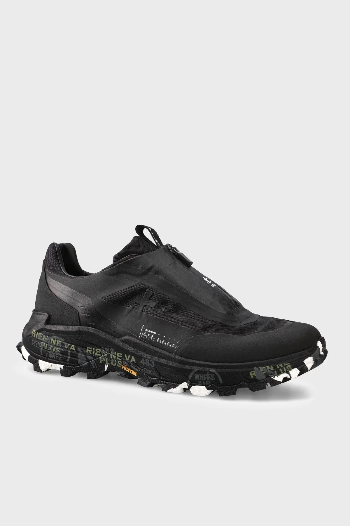 Premiata Logolu Deri Fermuarlı Sneaker Erkek Ayakkabı SCILIAR 387 Siyah - 7
